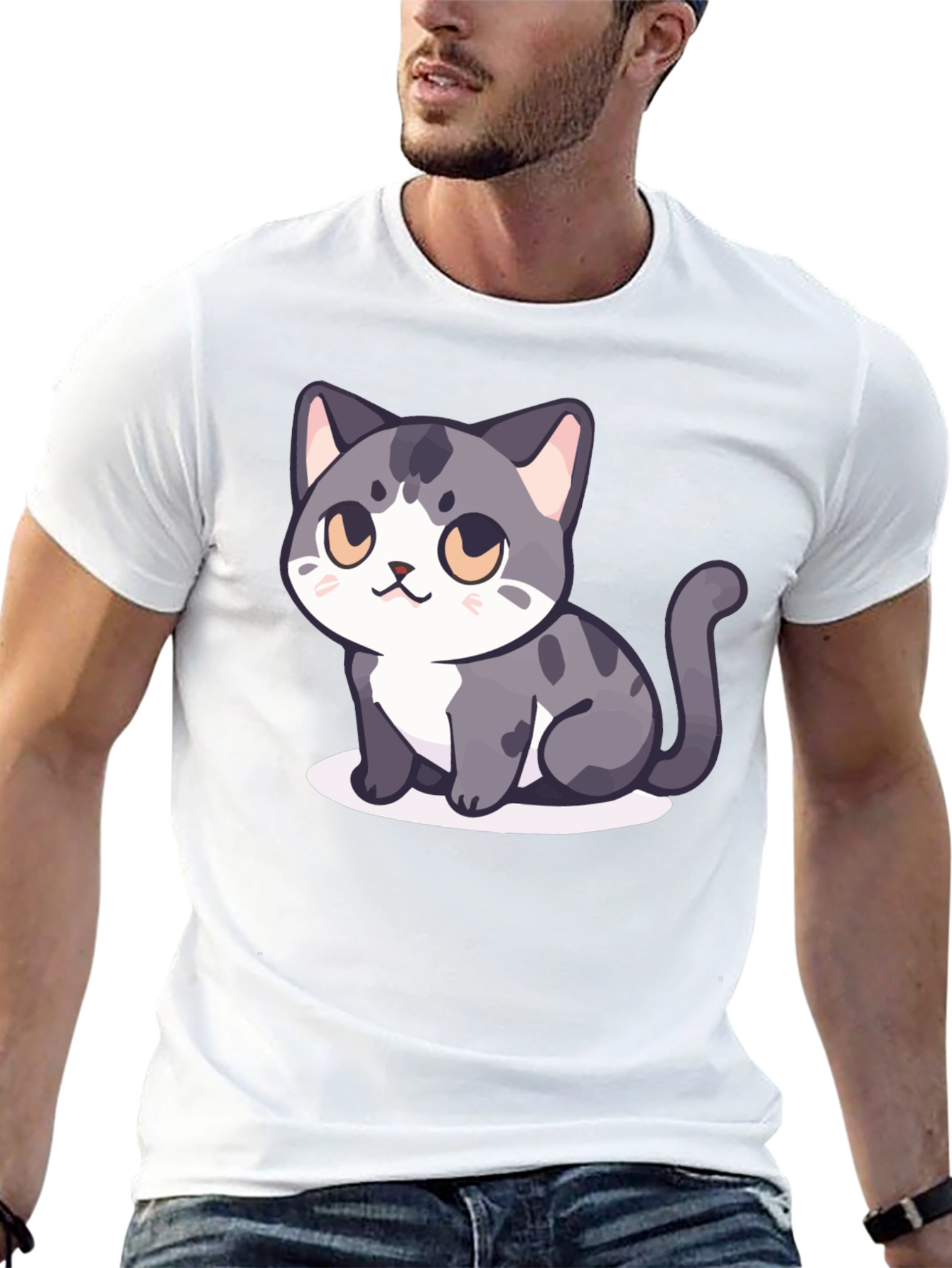 Cute Cartoon Cat Graphic T-Shirt - Stylish Unisex Tee