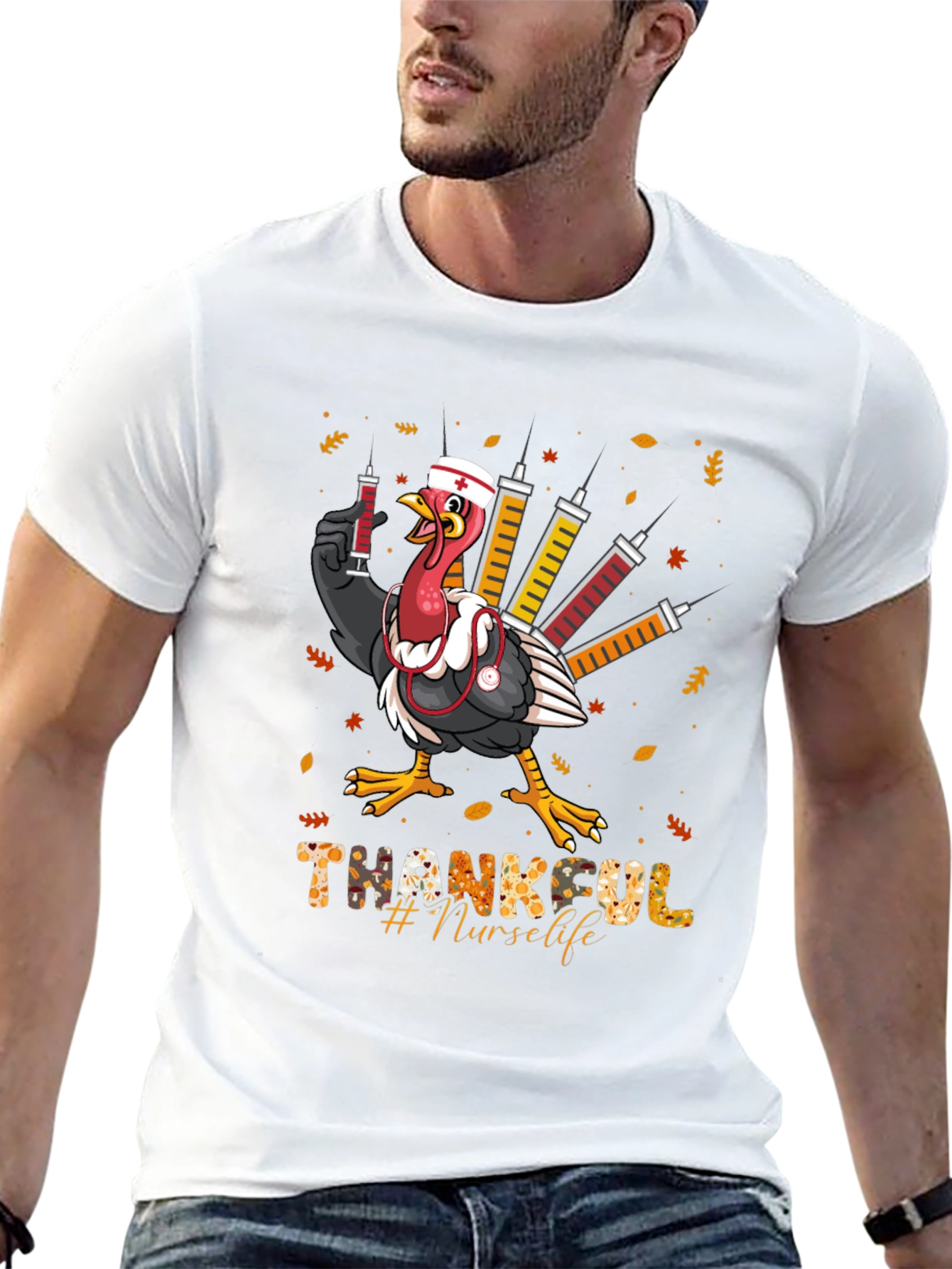 Thankful Nurse Life Thanksgiving Turkey T-Shirt