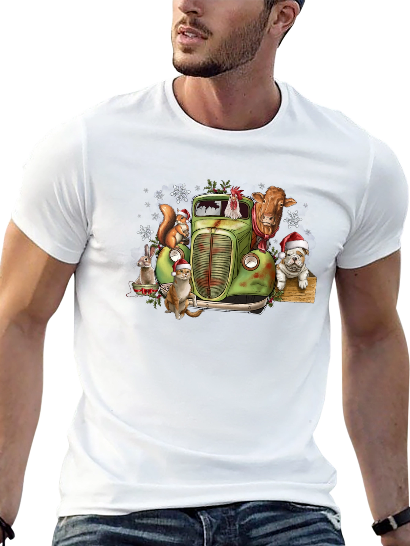 Festive Farm Animal Truck Graphic Tee