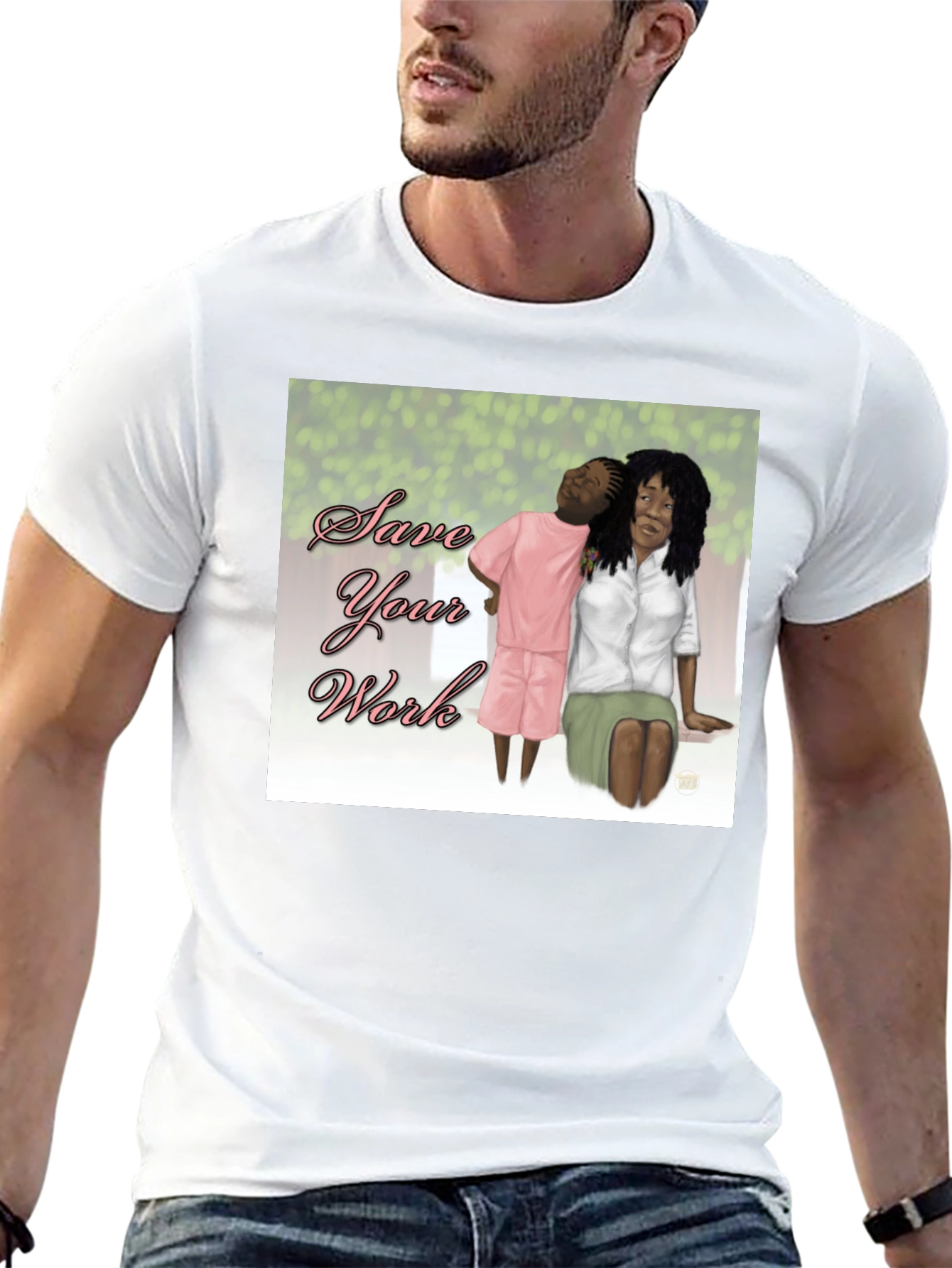 Save Your Work T-Shirt Black Cotton