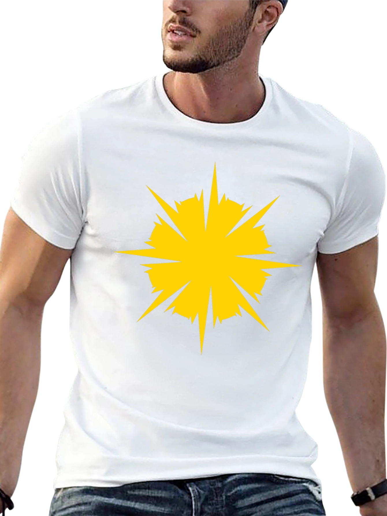 Black Tee with Yellow Starburst Graphic