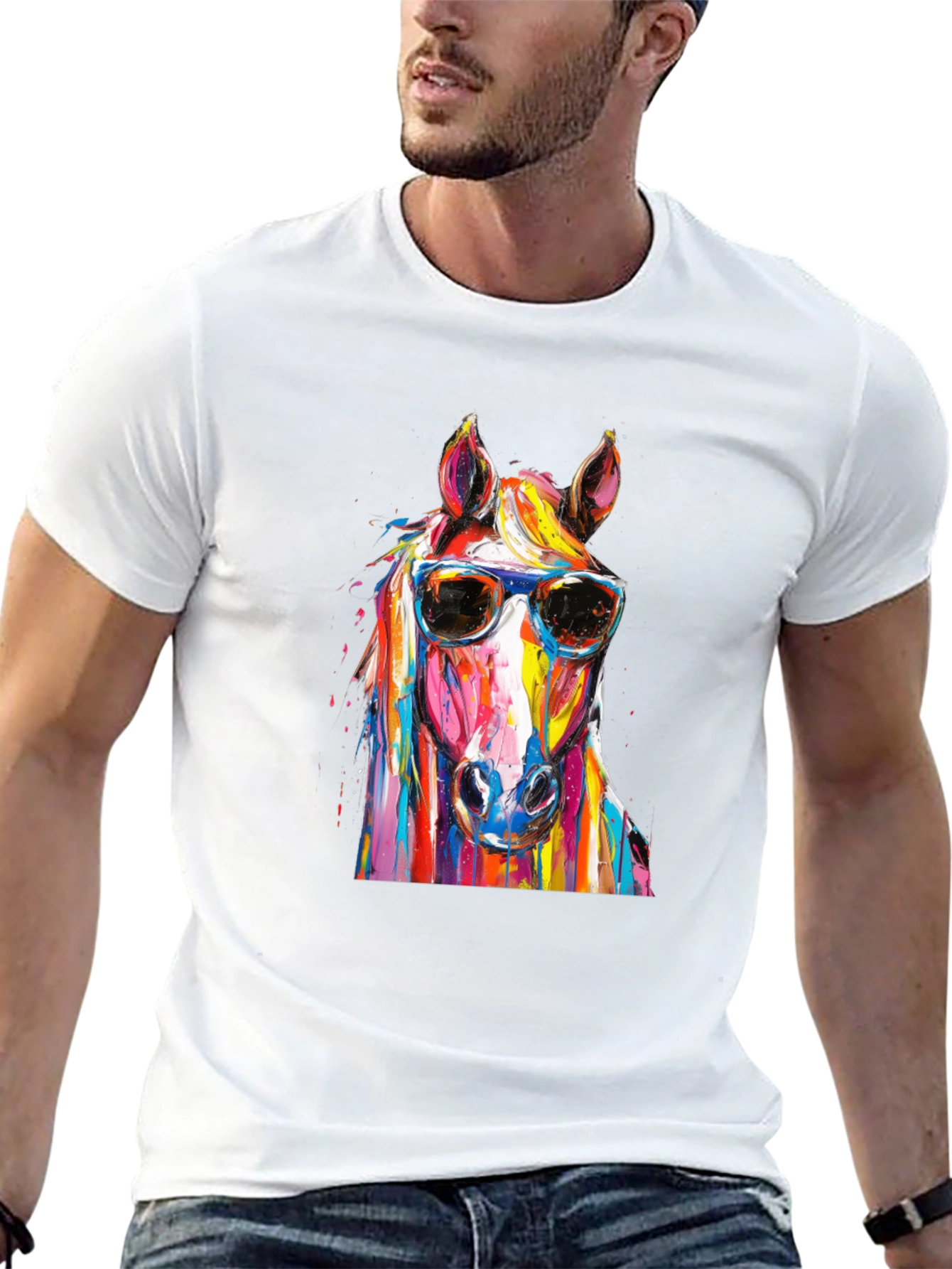 Cool Horse Graphic Tee - Mens Black T-Shirt