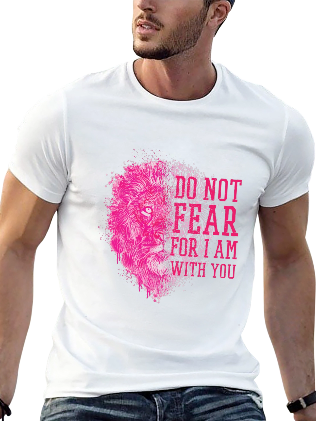 Lion Graphic Print T-Shirt - Do Not Fear