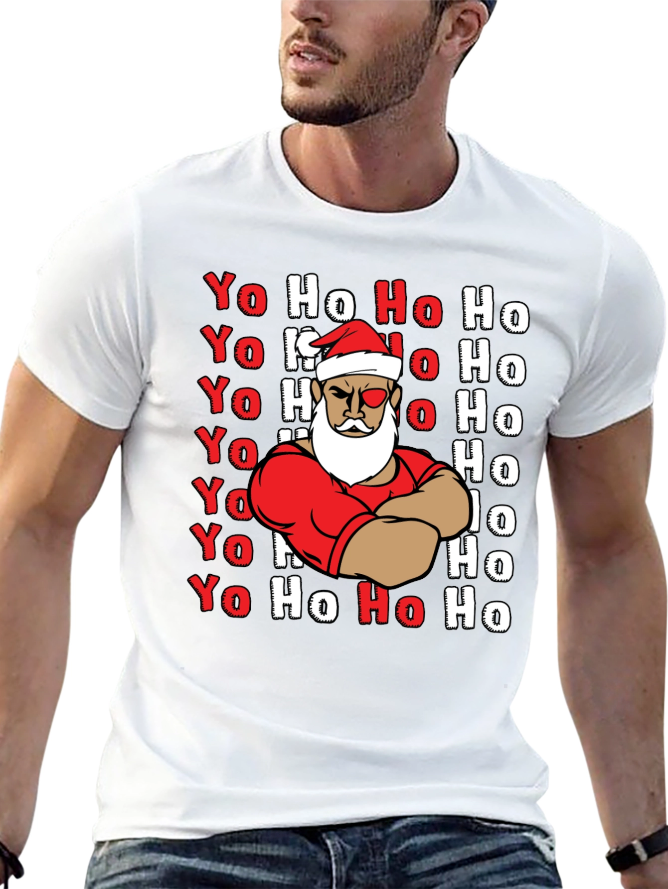 Yo Ho Ho Graphic Tee - Santa Claus Christmas