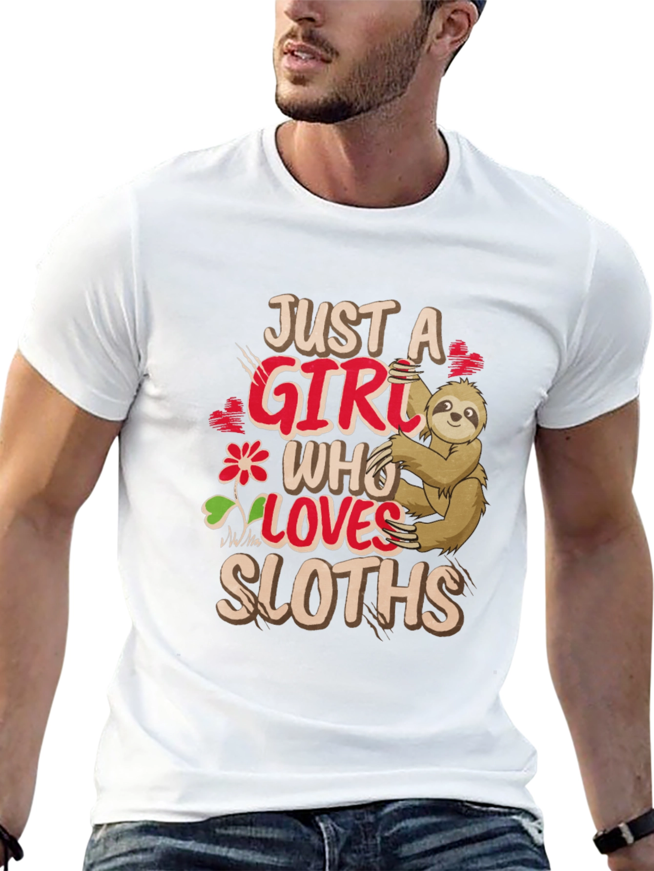 Just A Girl Who Loves Sloths Black T-Shirt