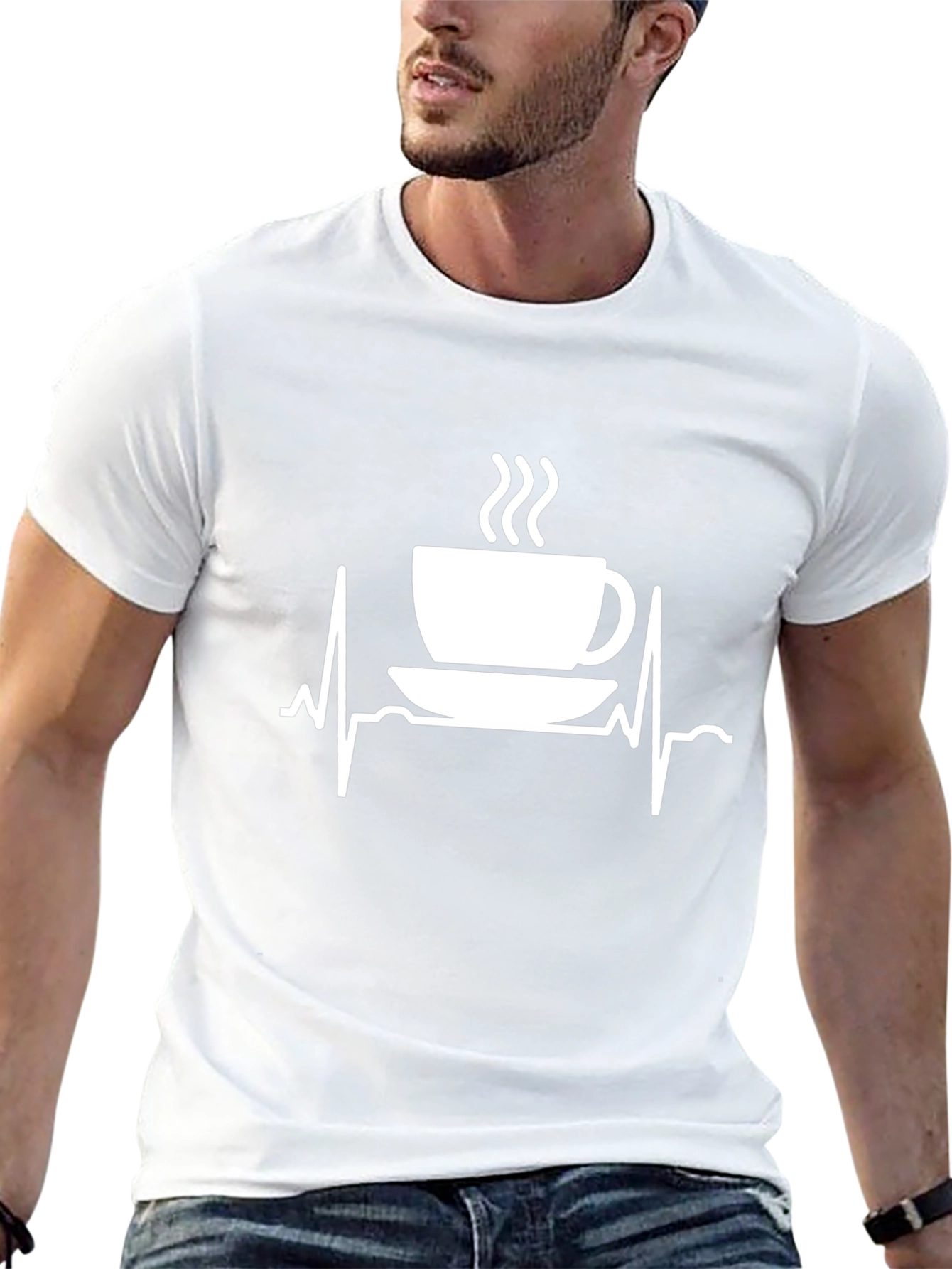 Coffee Heartbeat T-Shirt - Stylish Caffeine Lover Tee
