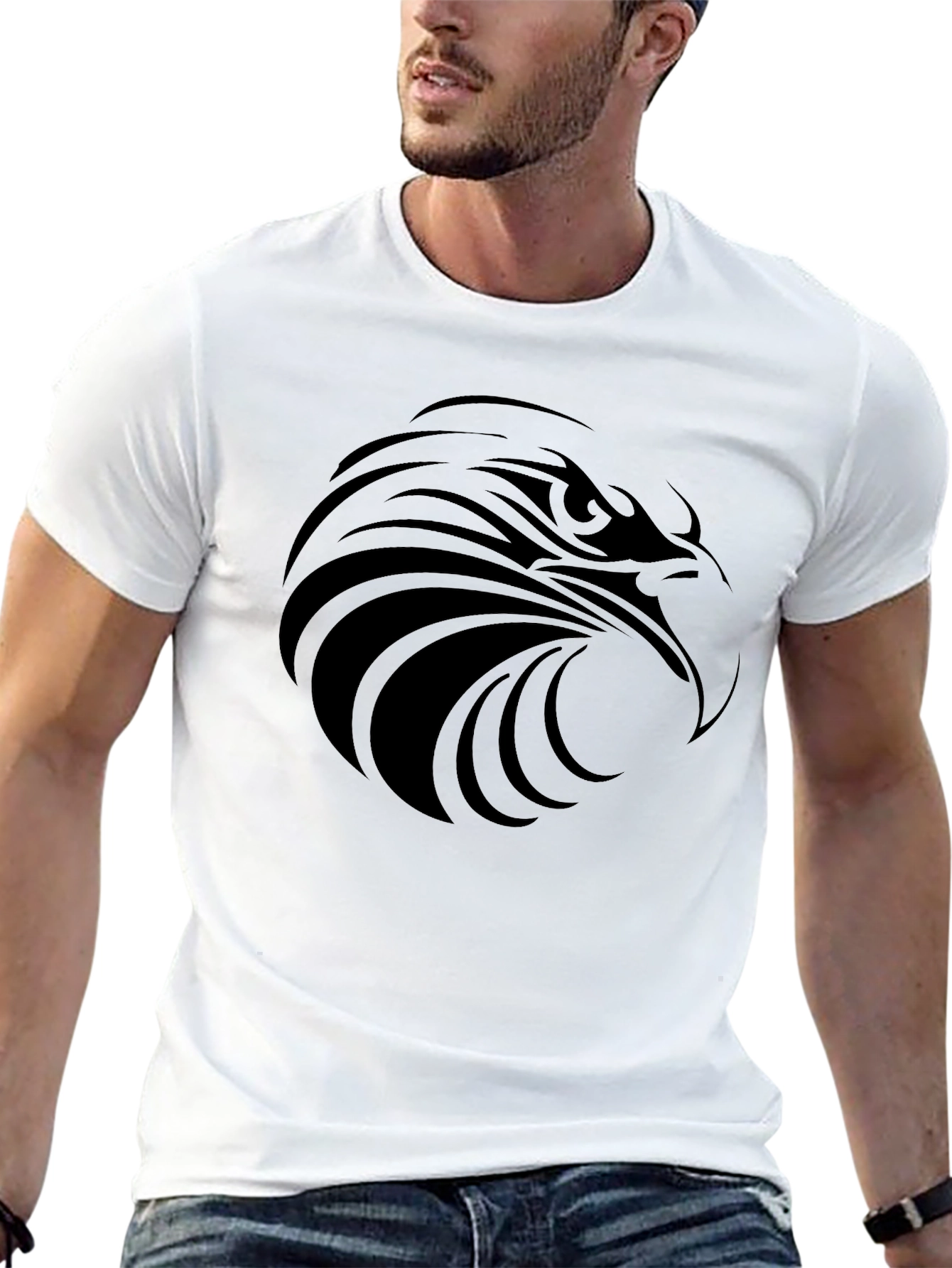 Mens Black Eagle Graphic Tee - Stylish Casual Wear