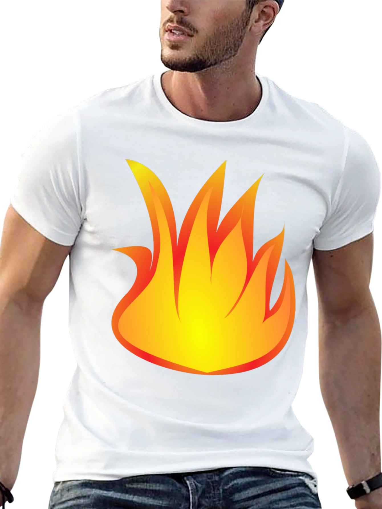 Fiery Graphic Print Black T-Shirt