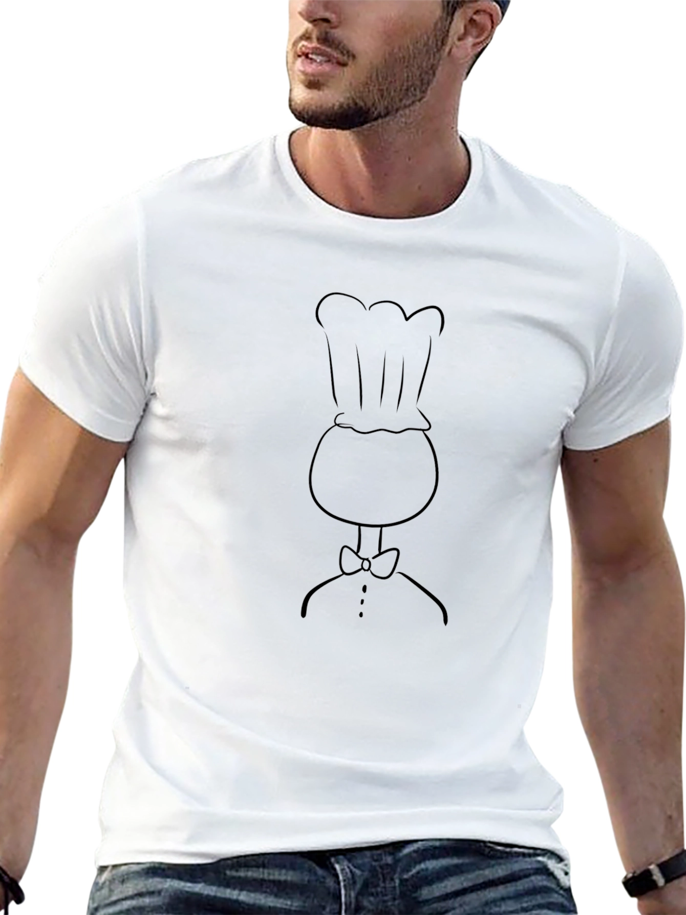 Chef Graphic Tee - Black Crew Neck Cotton Shirt
