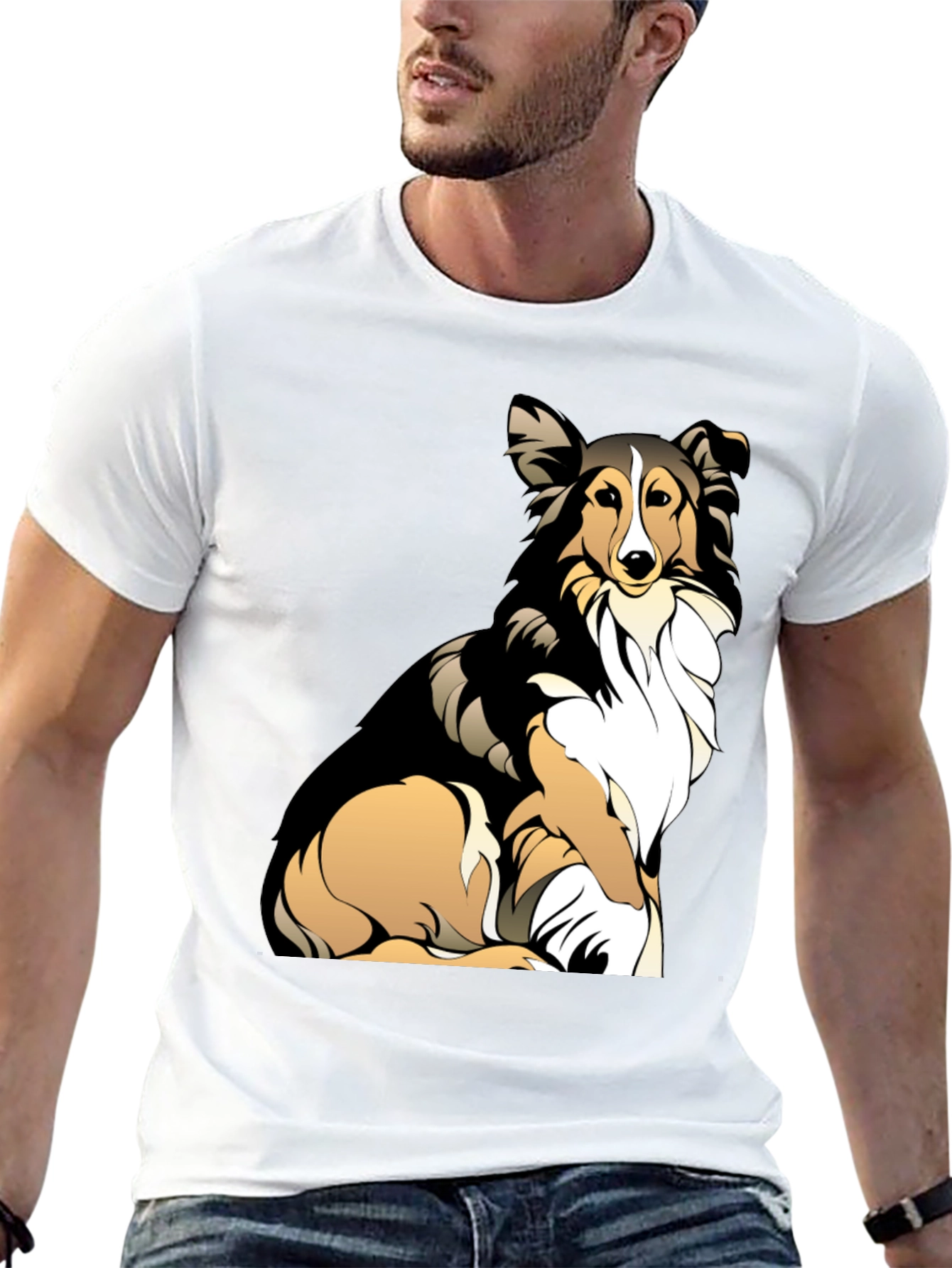 Sheltie Dog Graphic Tee - Casual Black T-Shirt