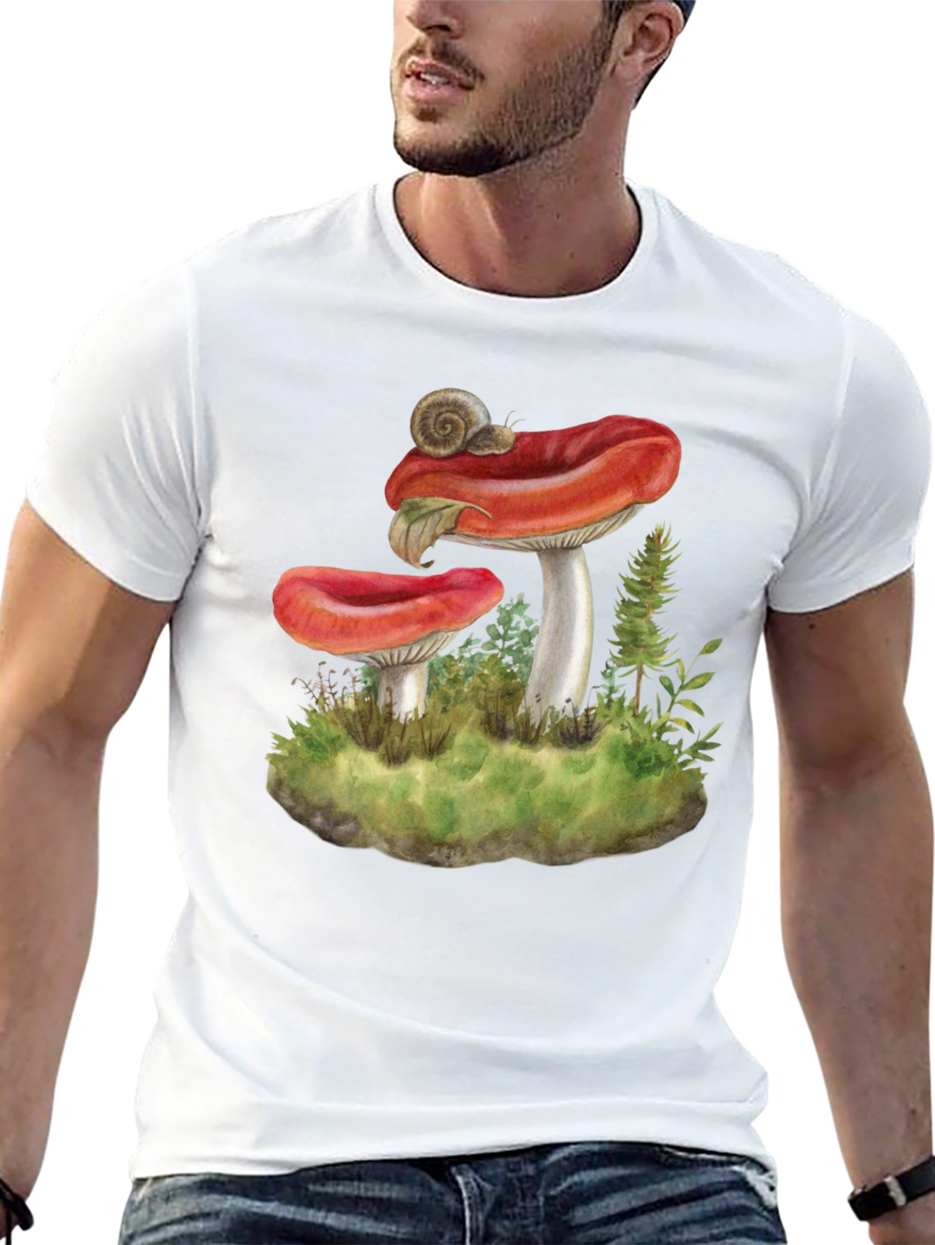 Mushroom and Snail Graphic Tee