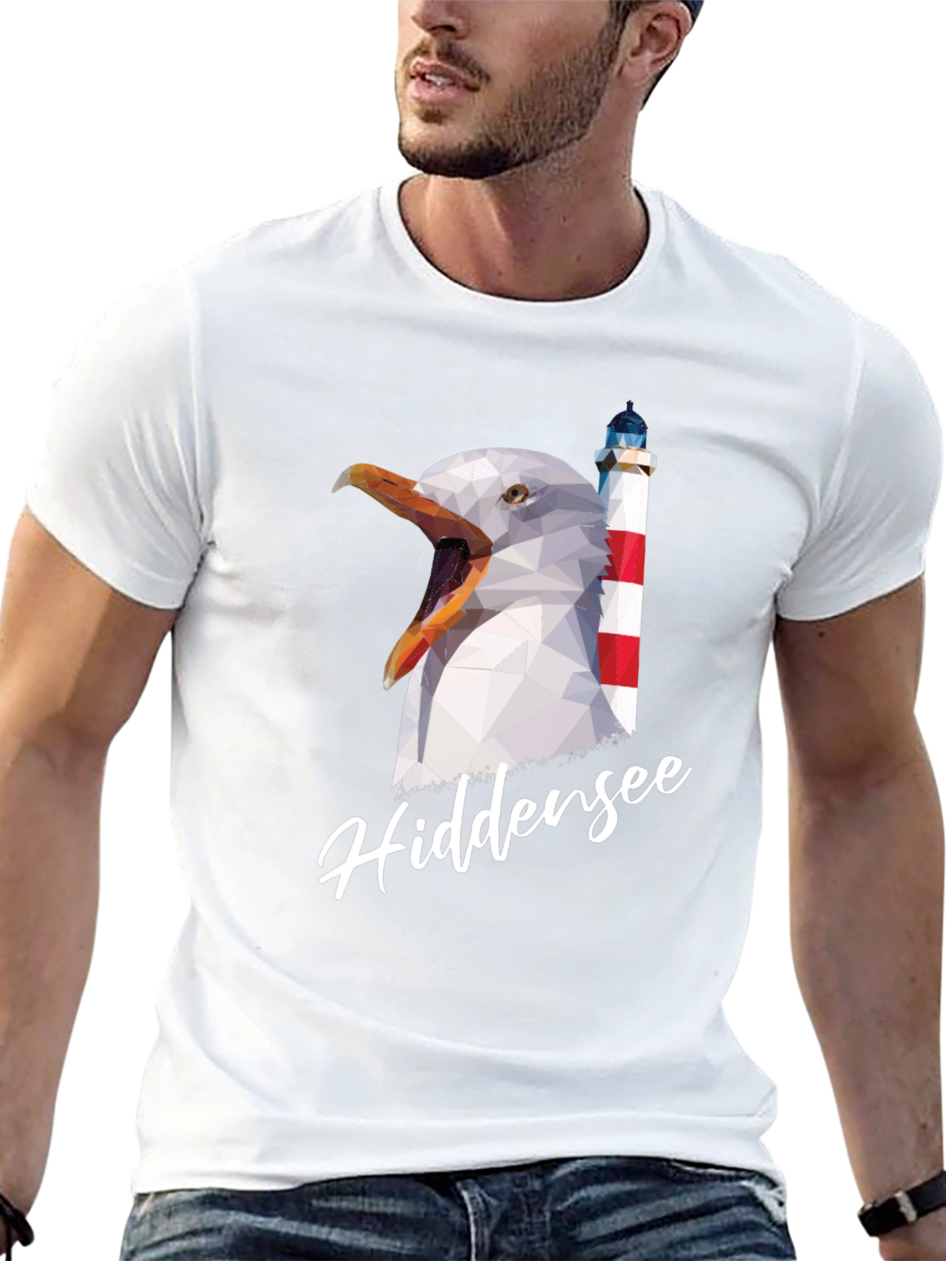 HiddenSee Graphic T-Shirt: Seagull & Lighthouse