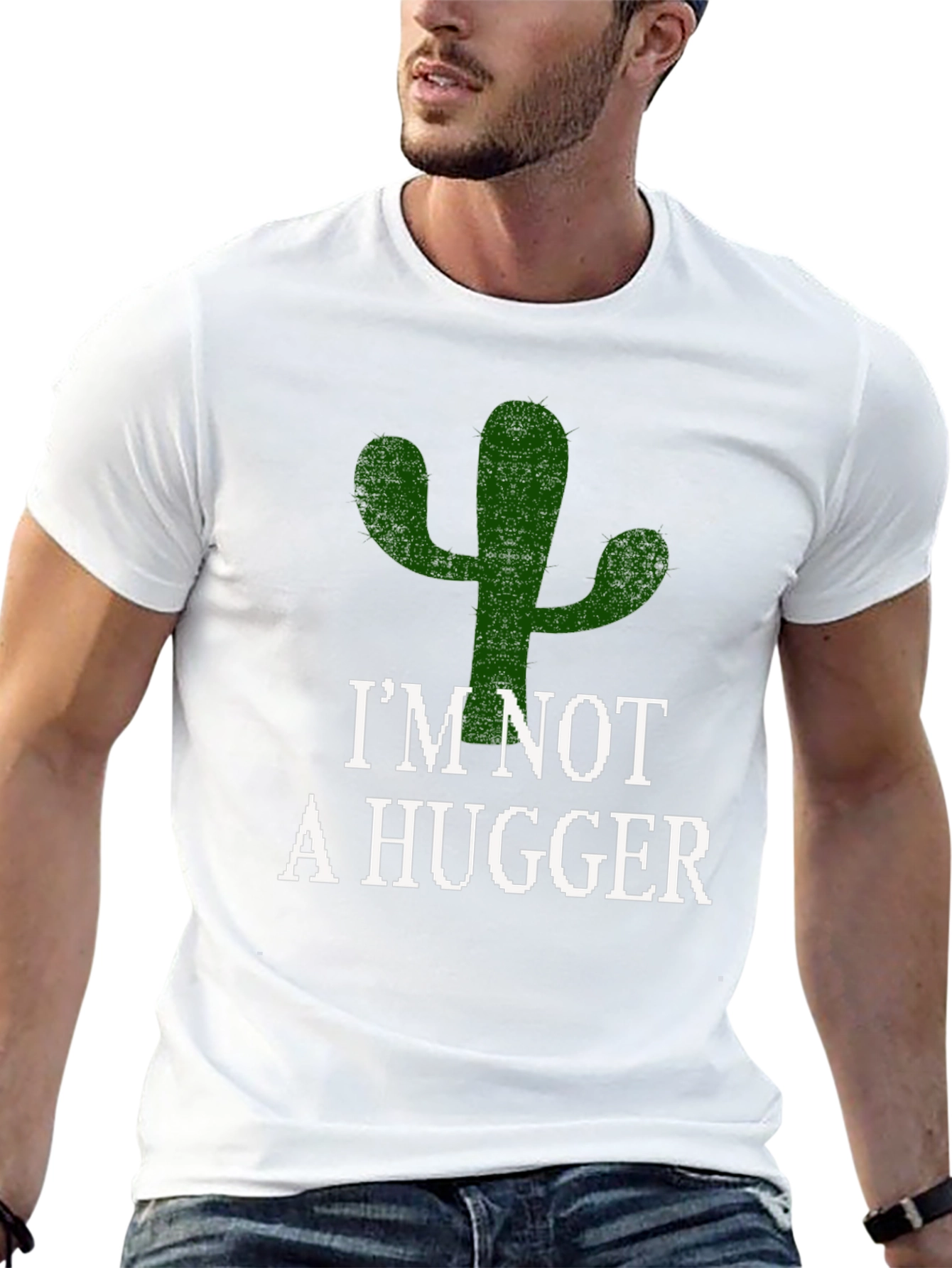 Im Not A Hugger Cactus T-Shirt - Black