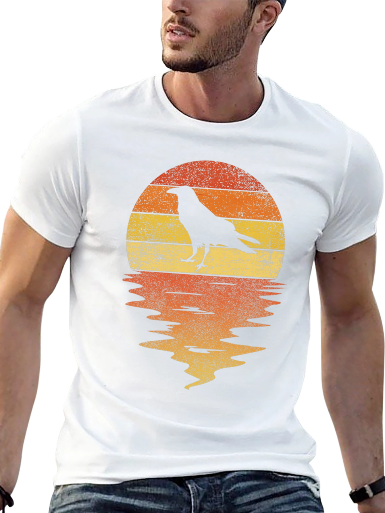 Raven Sunset T-Shirt - Retro Graphic Tee