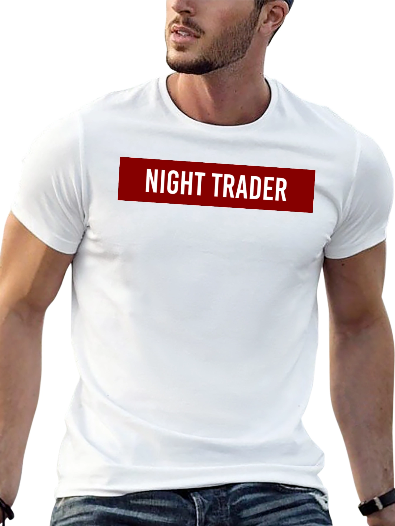 Night Trader Graphic Tee - Black Crew Neck T-Shirt