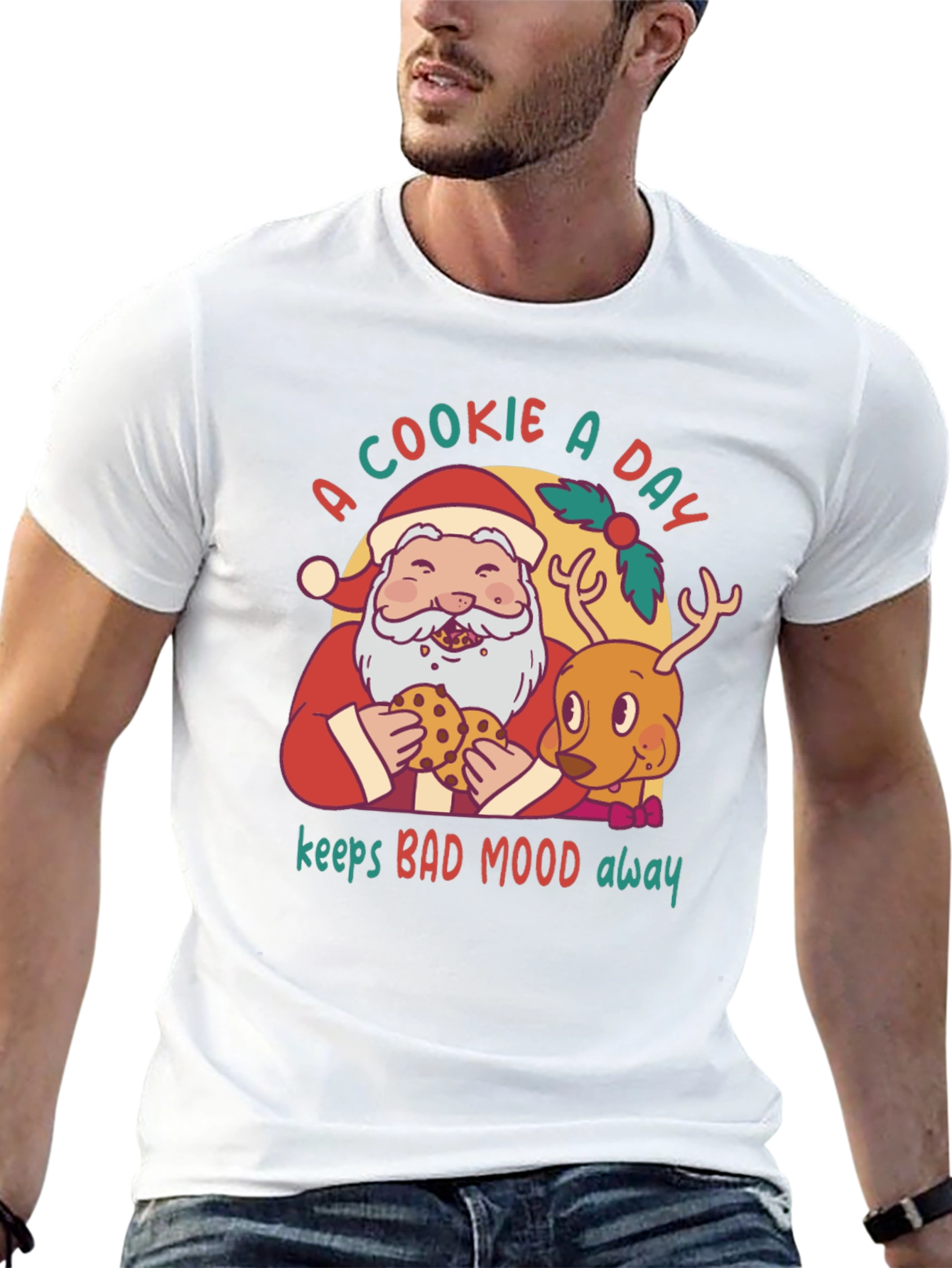 Cookie A Day Santa & Reindeer Graphic Tee
