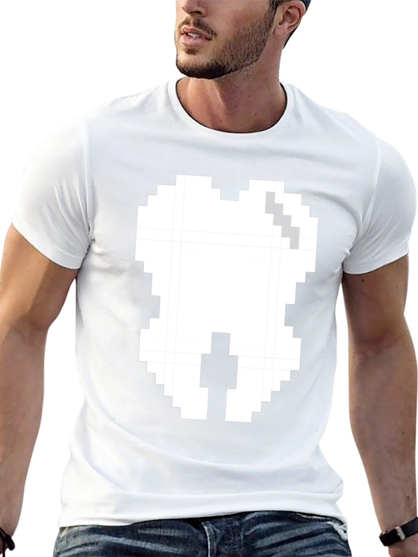 Pixel Tooth Graphic Tee - Black Cotton