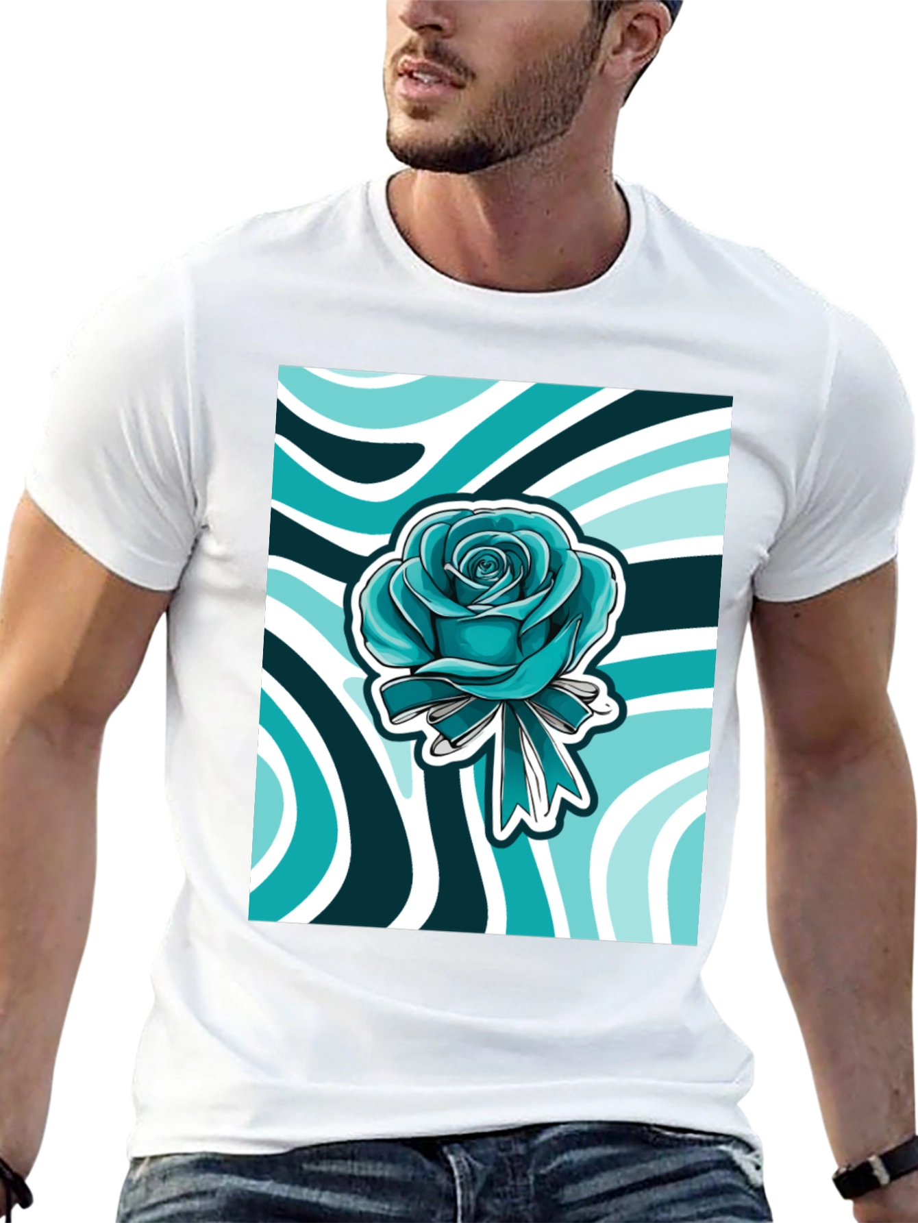 Blue Rose Graphic Print Tee
