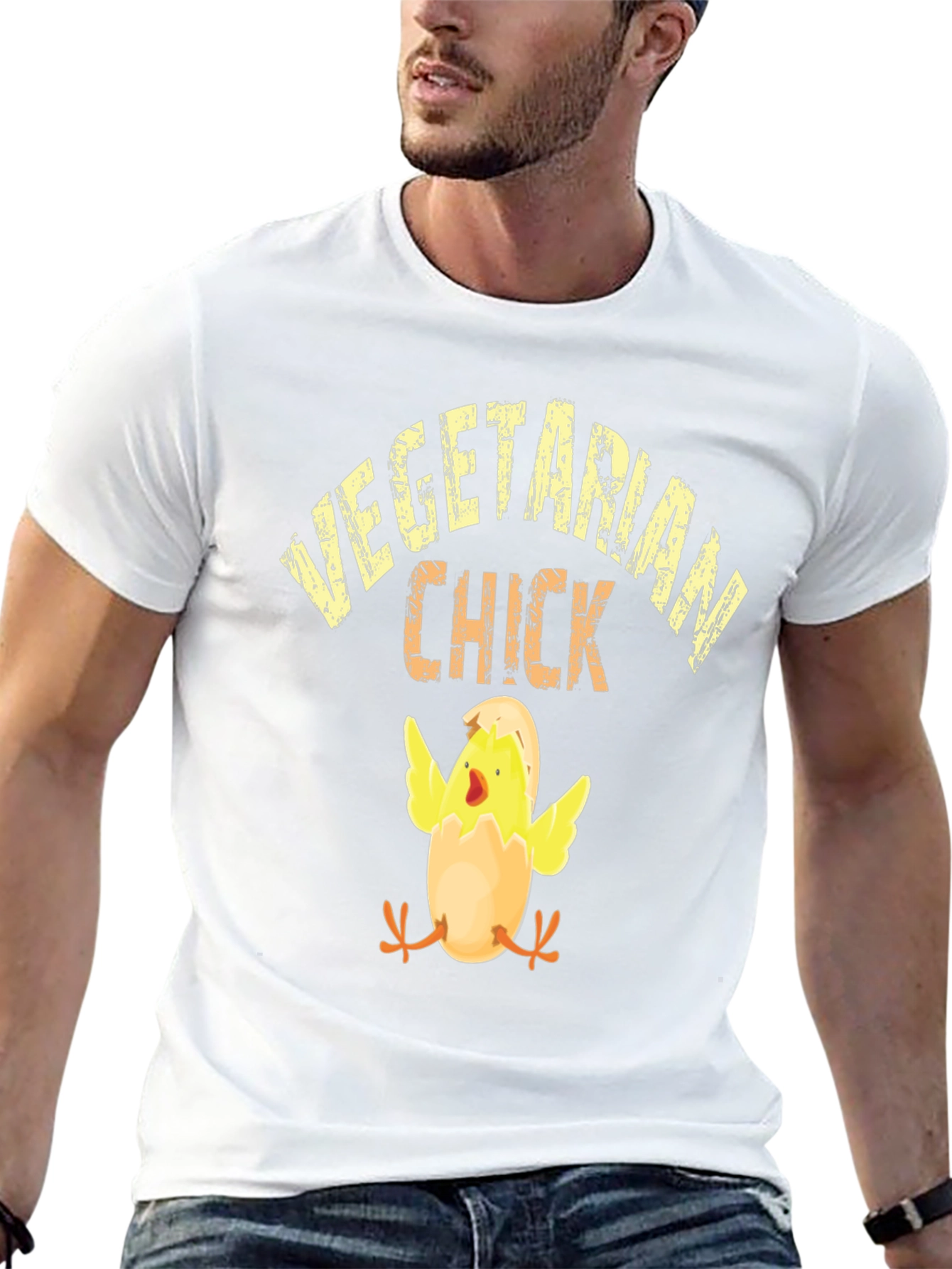 Vegetarian Chick Graphic T-Shirt - Black