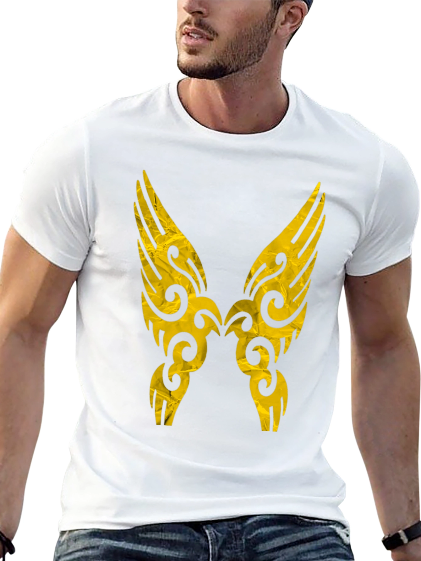 Tribal Wings Graphic Print Black Tee