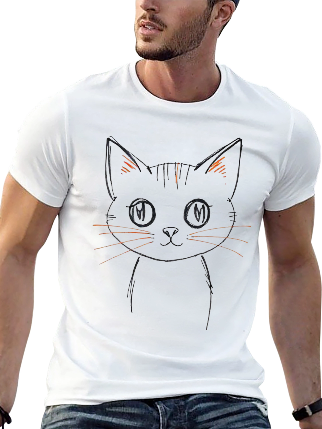 Cool Cat Tee - Black Sketch Style