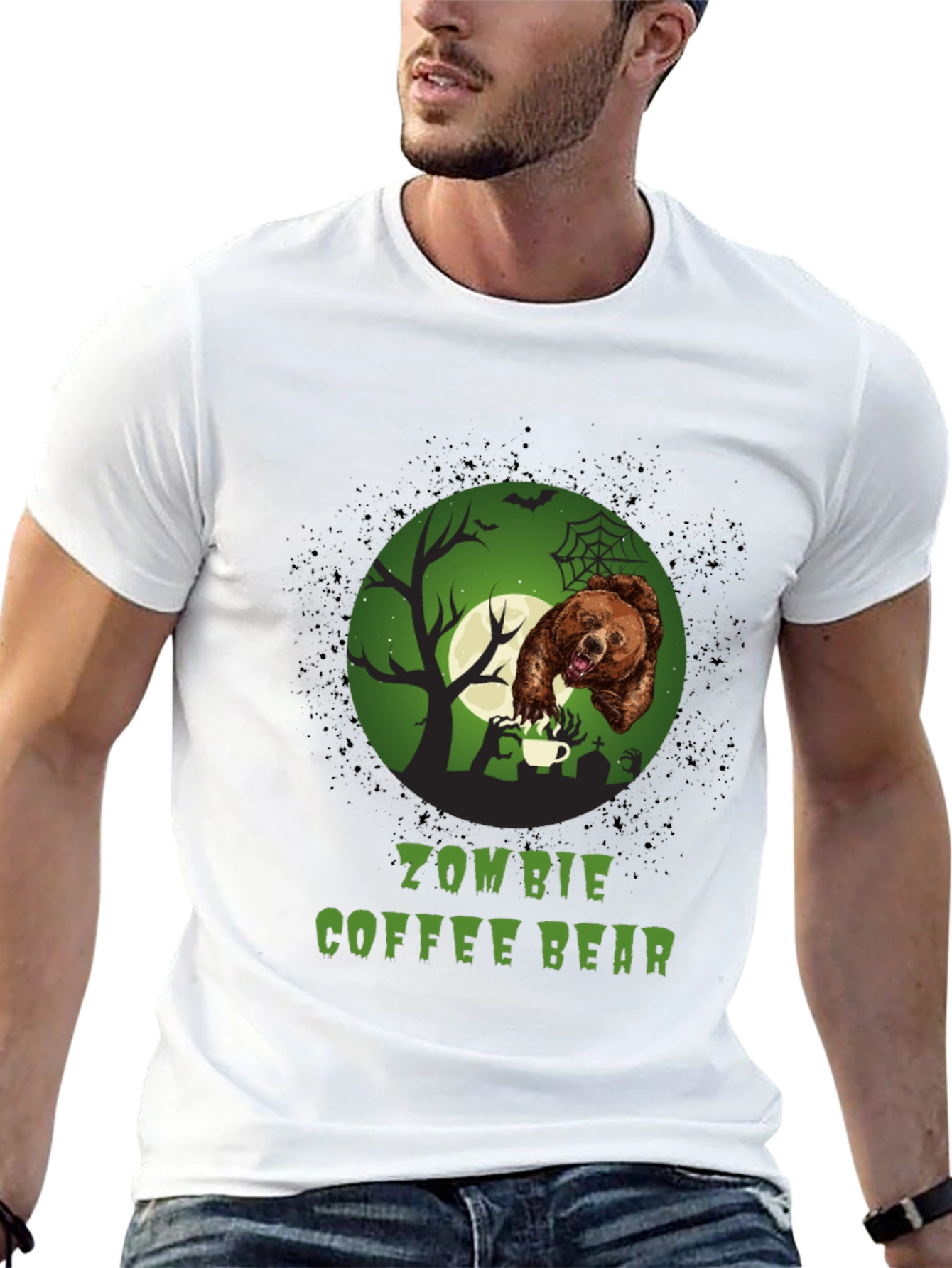 Zombie Coffee Bear T-Shirt - Halloween Graphic Tee
