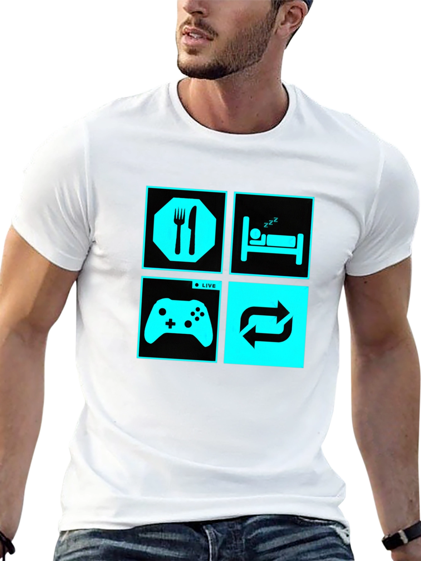 Eat Sleep Game Repeat T-Shirt | Gamer Life Tee