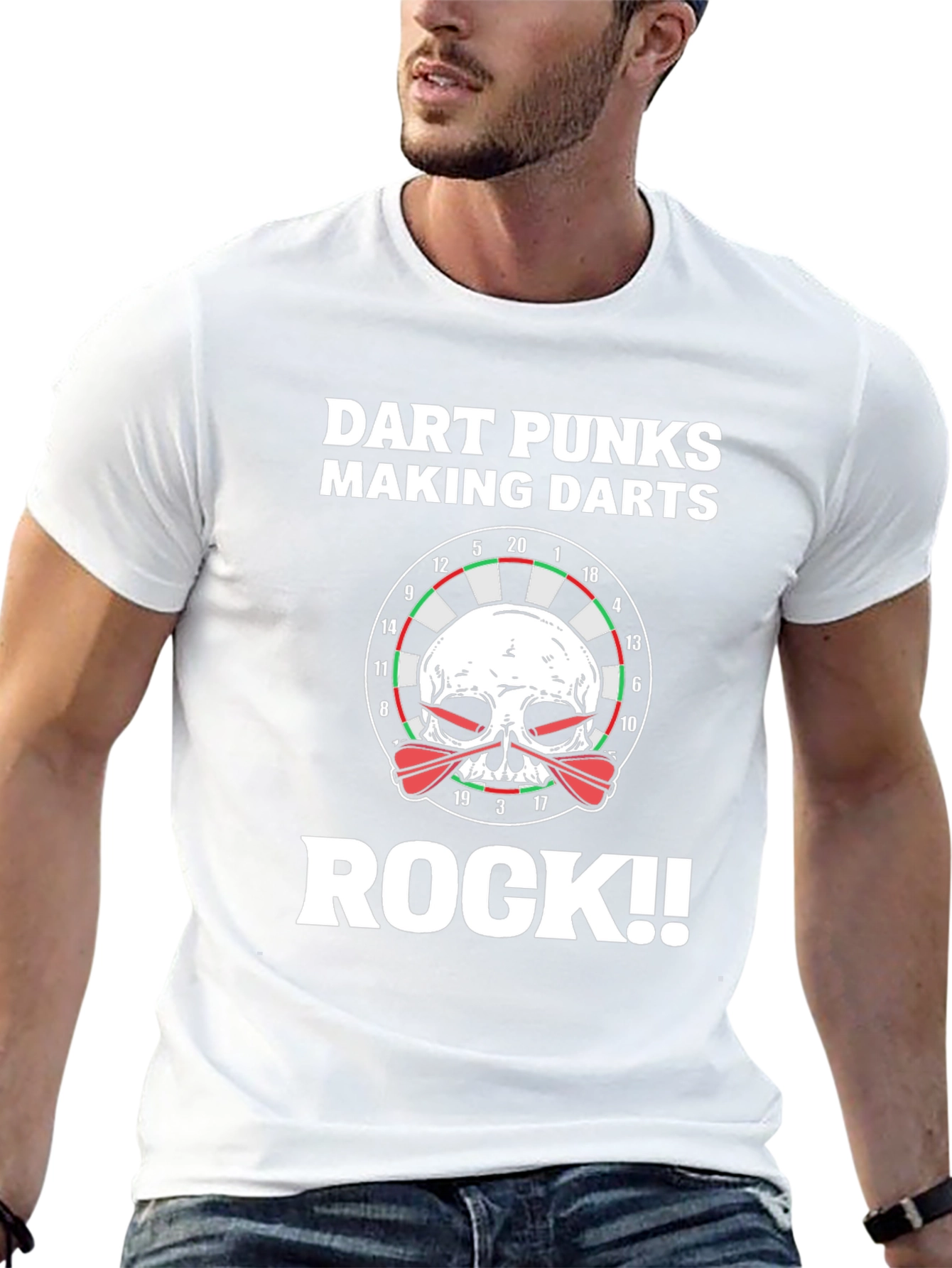 Dart Punks Rock T-Shirt - Skull Dartboard Graphic Tee