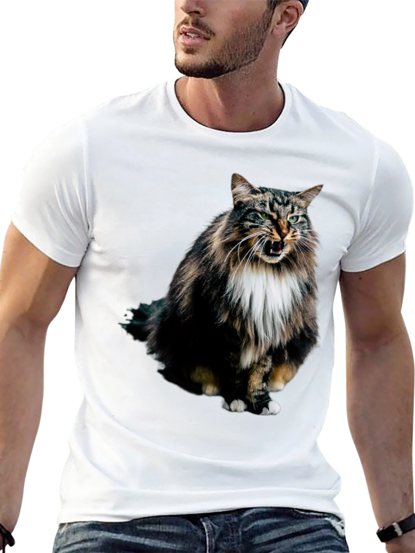 Angry Cat Black T-Shirt - Unique Graphic Tee