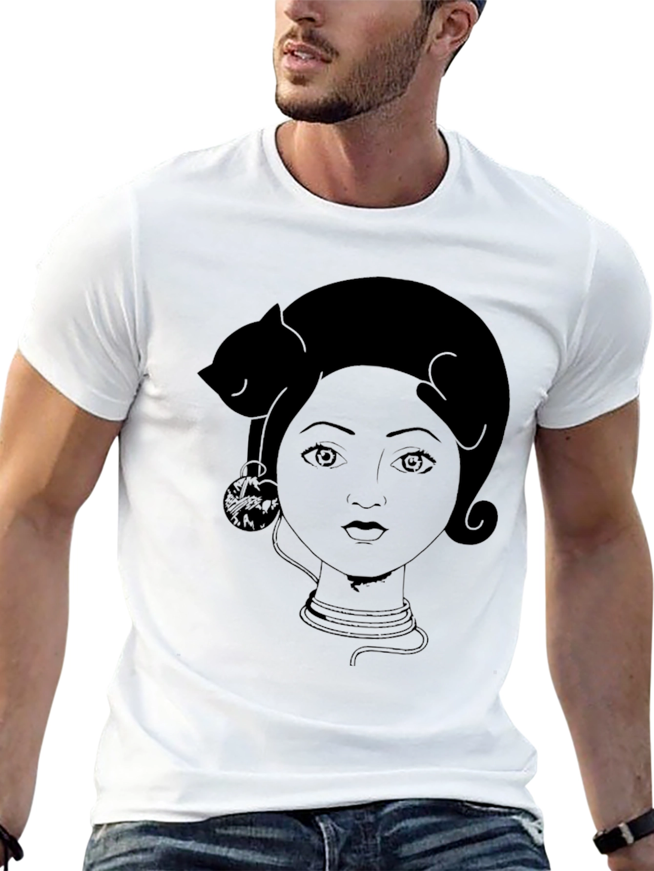 Cat Lady Graphic Tee - Black Cotton T-Shirt