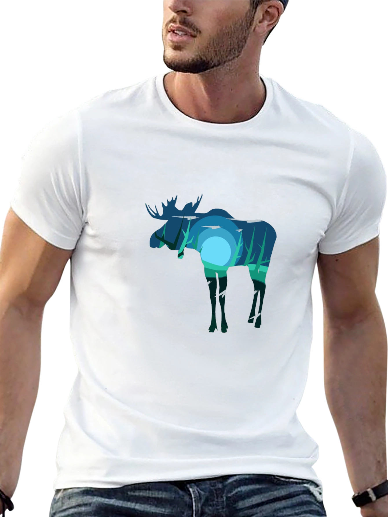Moose Silhouette Graphic Tee - Nature Inspired Design