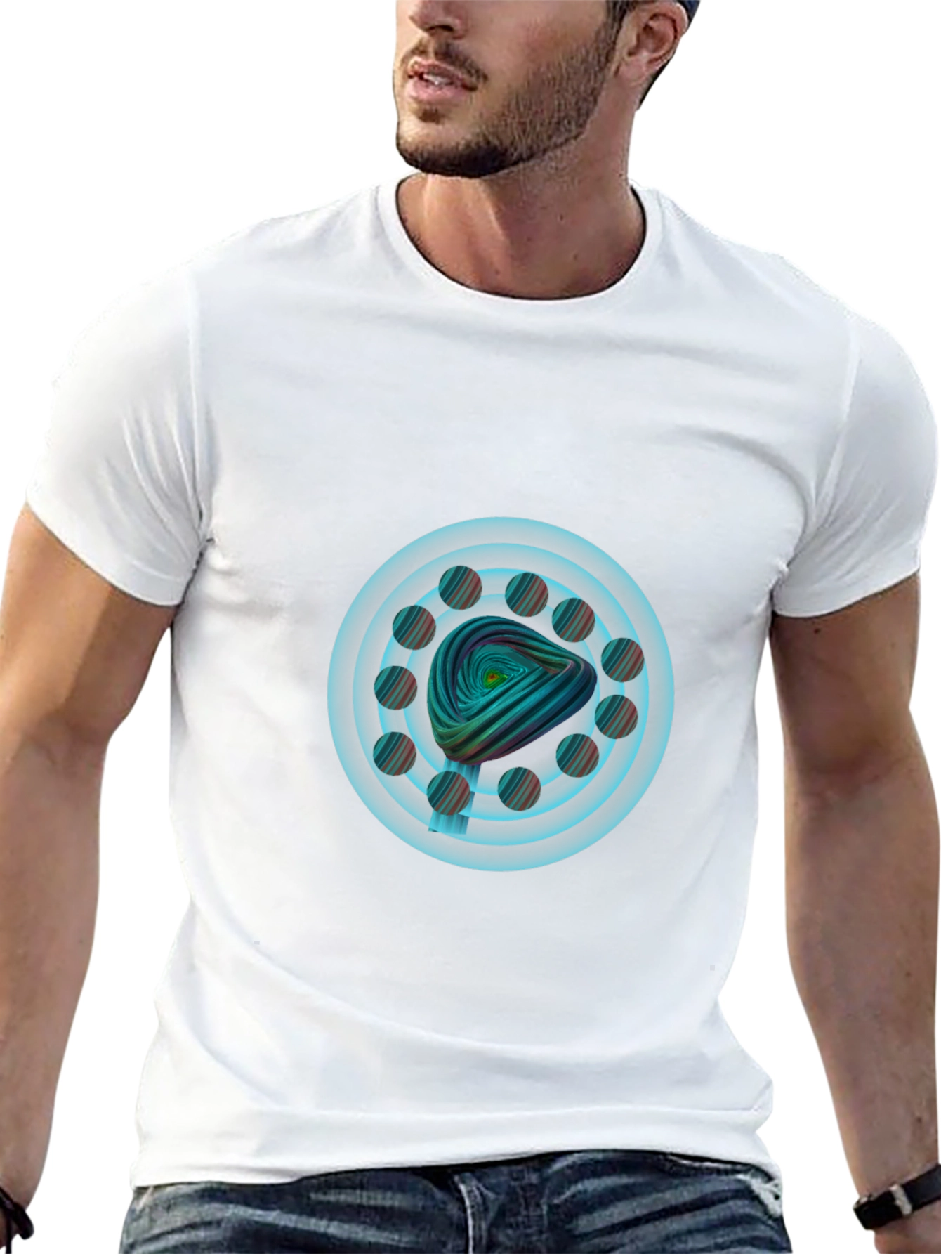 Abstract Spiral Graphic Tee - Modern Art Design