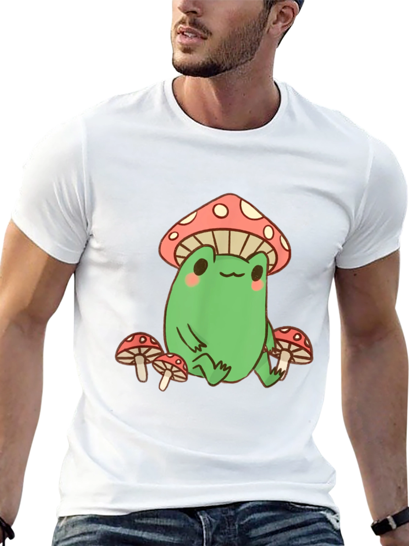Frog and Mushroom Graphic Tee - Black