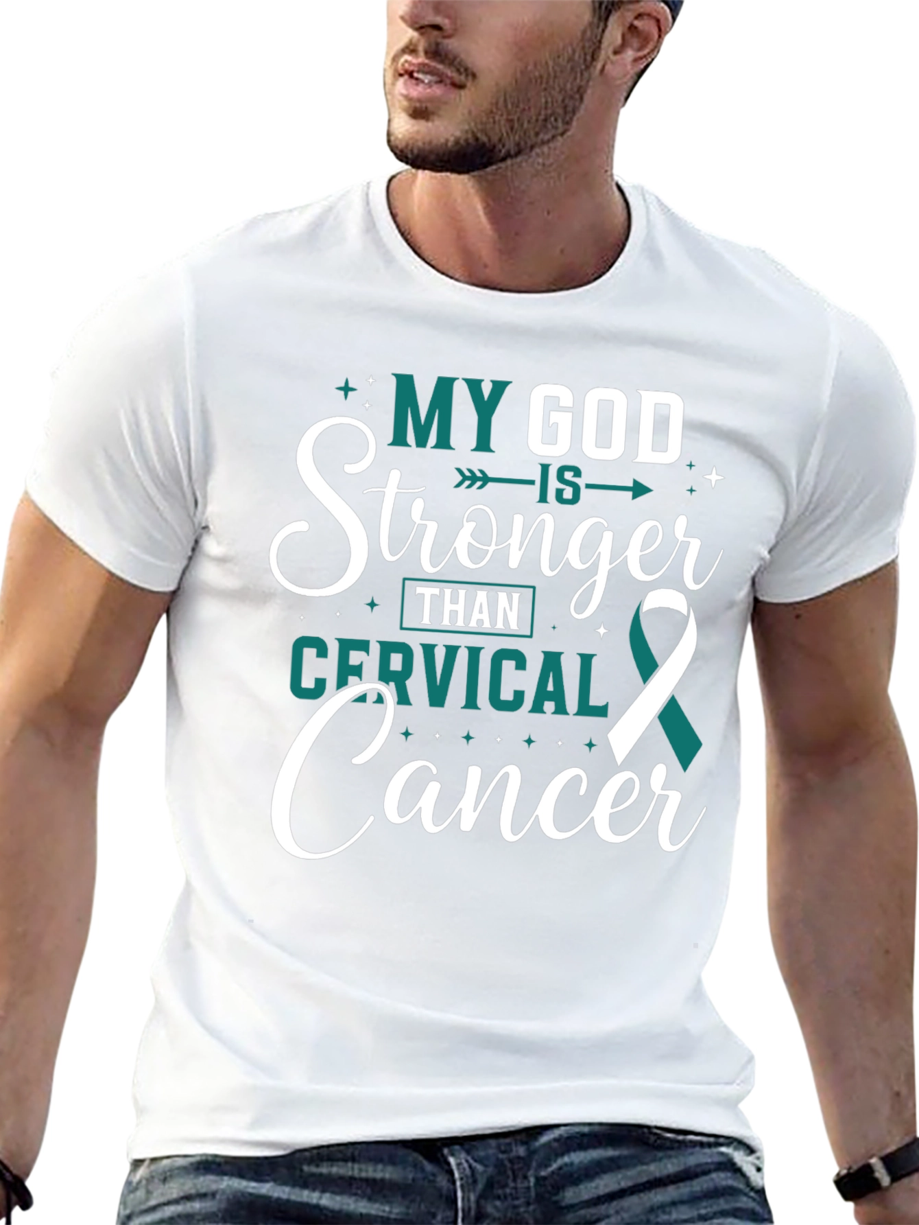 My God Is Stronger Cervical Cancer Awareness T-Shirt