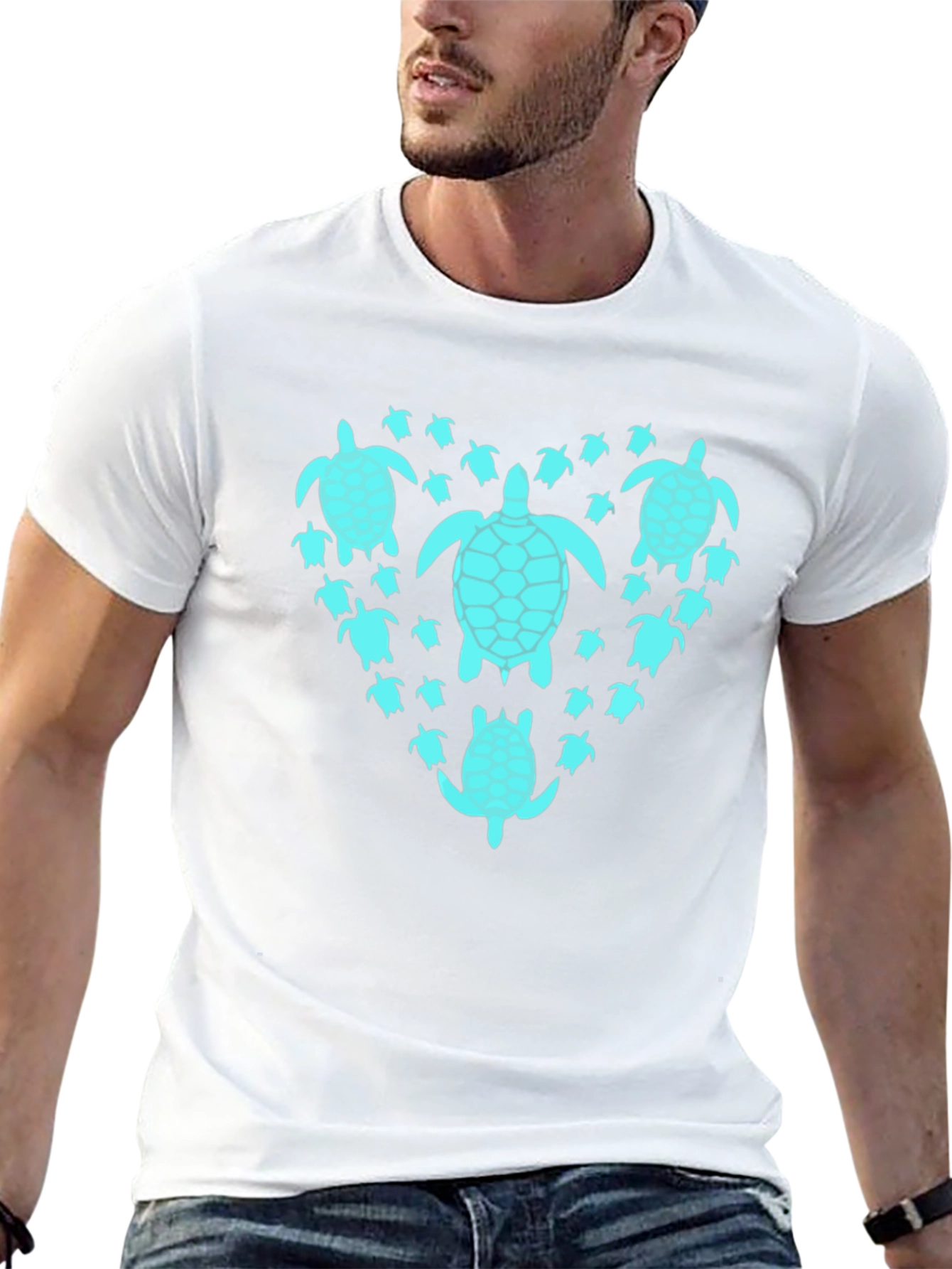 Turtle Heart Graphic T-Shirt - Black Cotton Tee