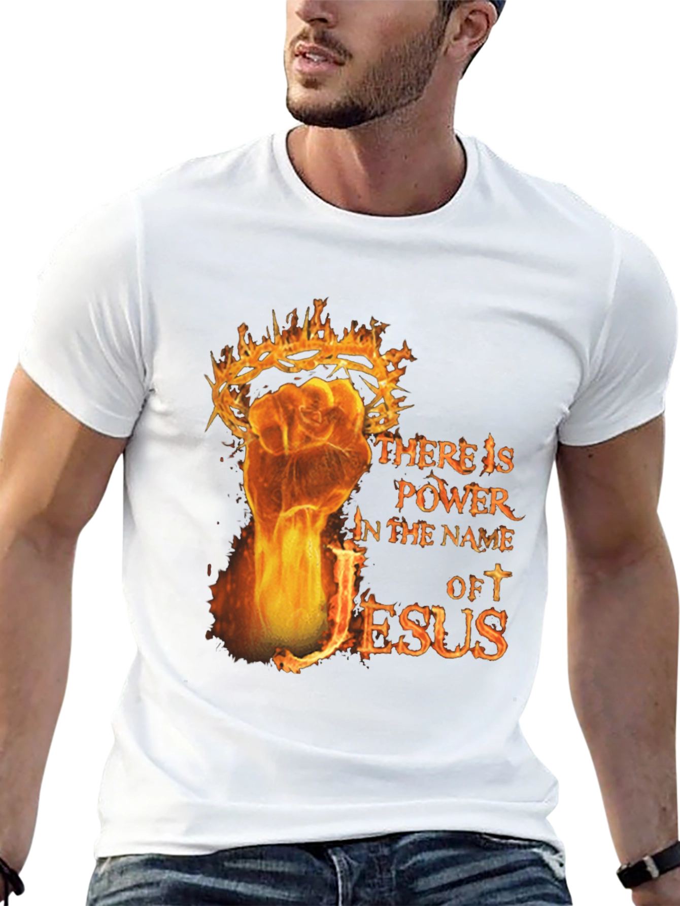 Fiery Jesus Power T-Shirt - Christian Apparel