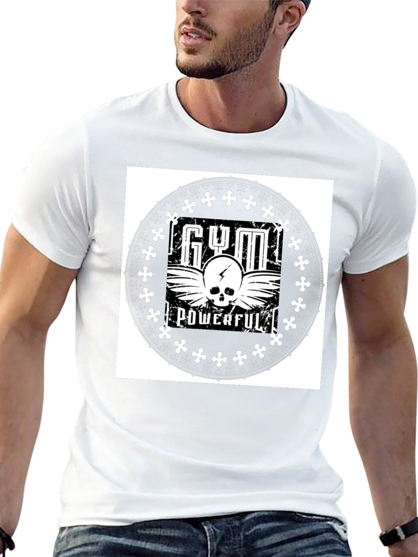 Gym Powerful Black Graphic Tee