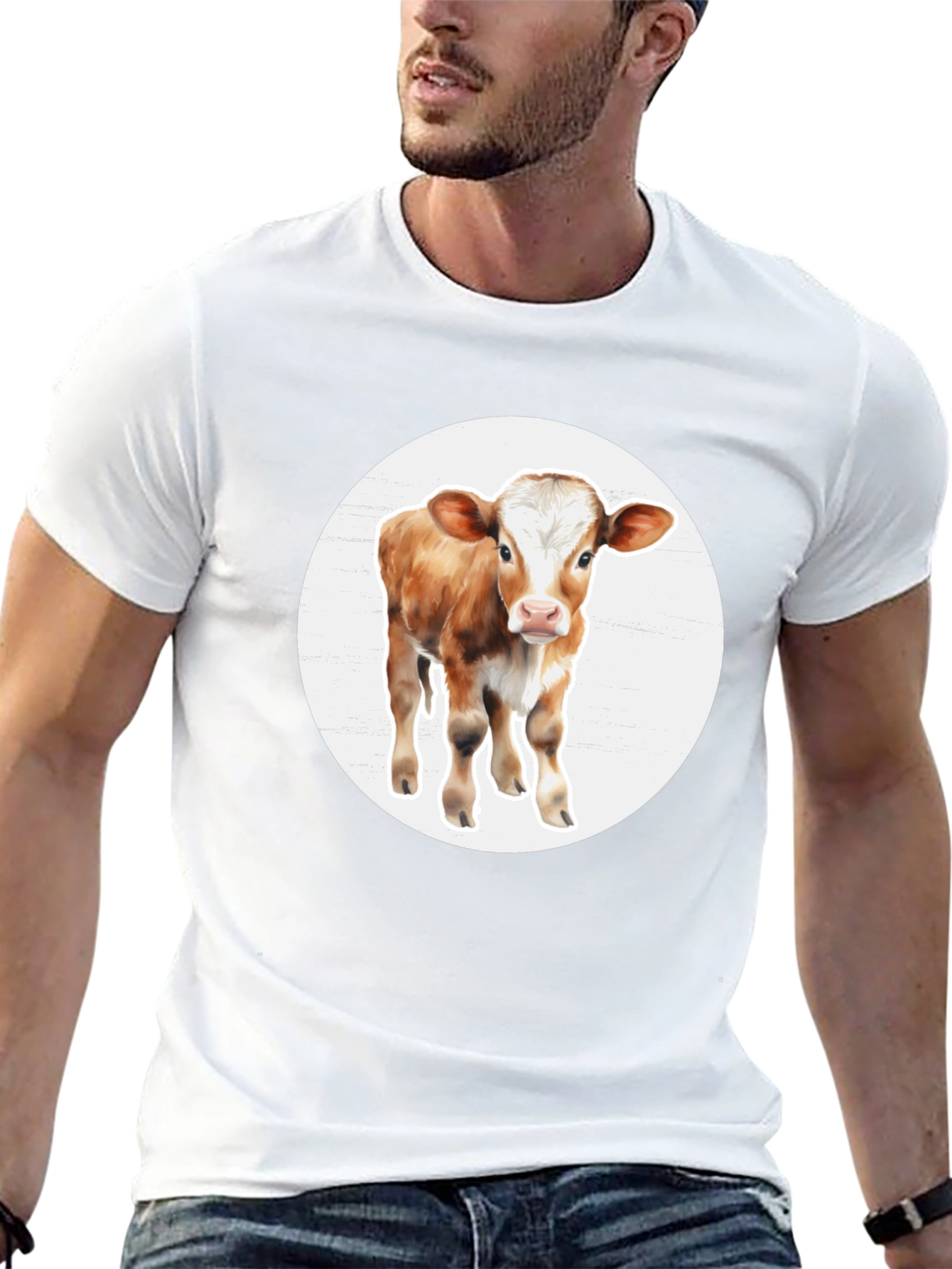 Cow Graphic Black T-Shirt - Farm Animal Tee