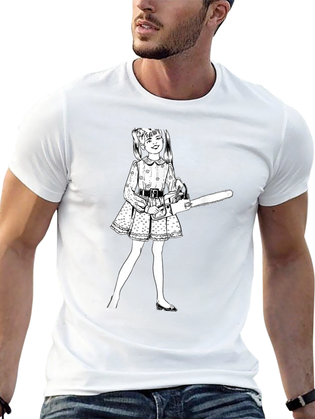 Chainsaw Girl Graphic Tee - Edgy Humor