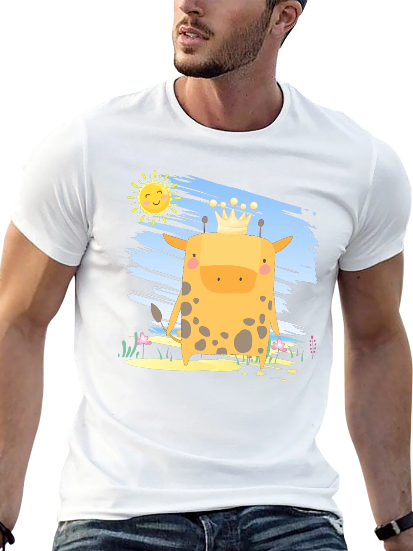 Giraffe King T-Shirt - Cute Cartoon Graphic Tee