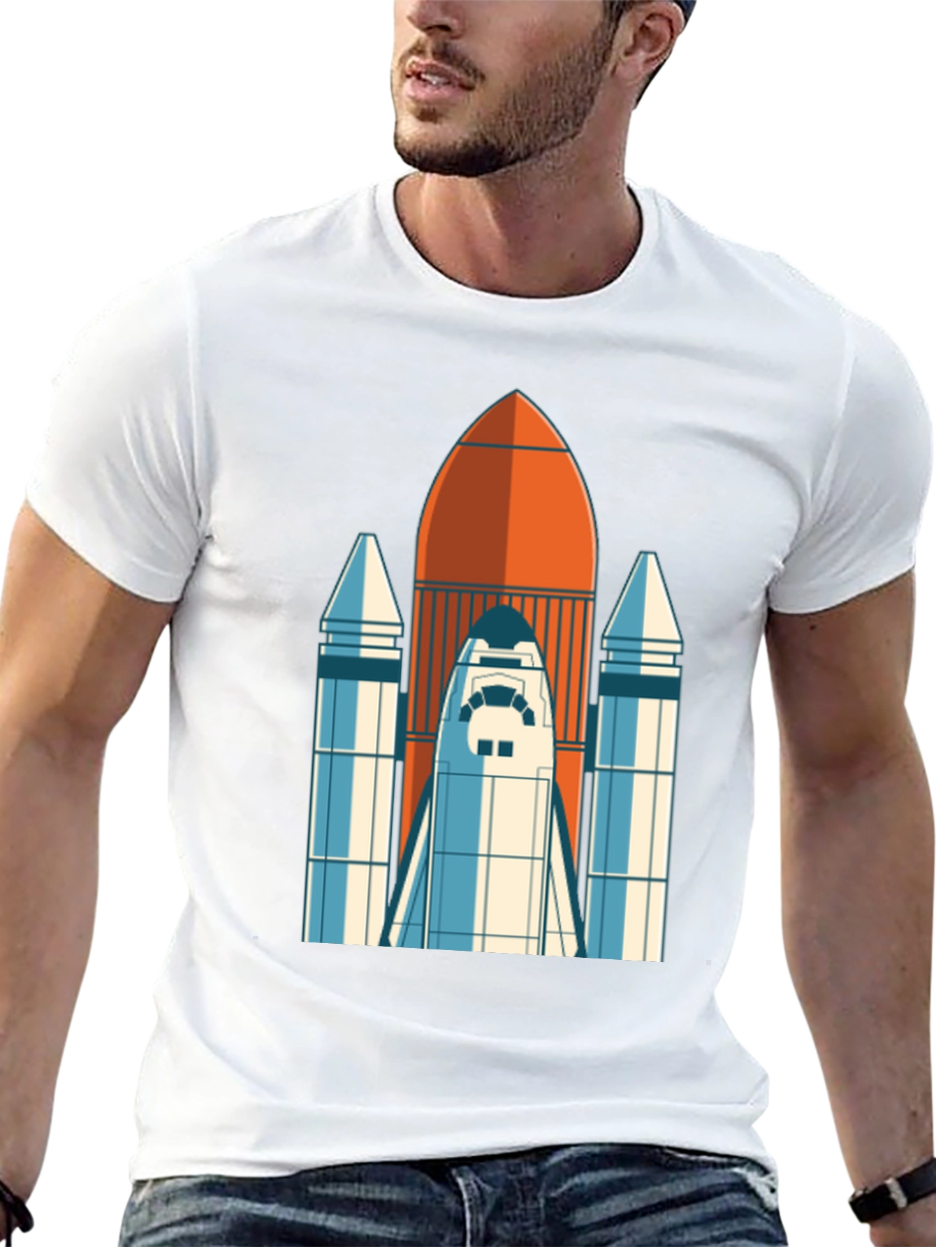 Retro Rocket Graphic Tee - Space Shuttle T-Shirt