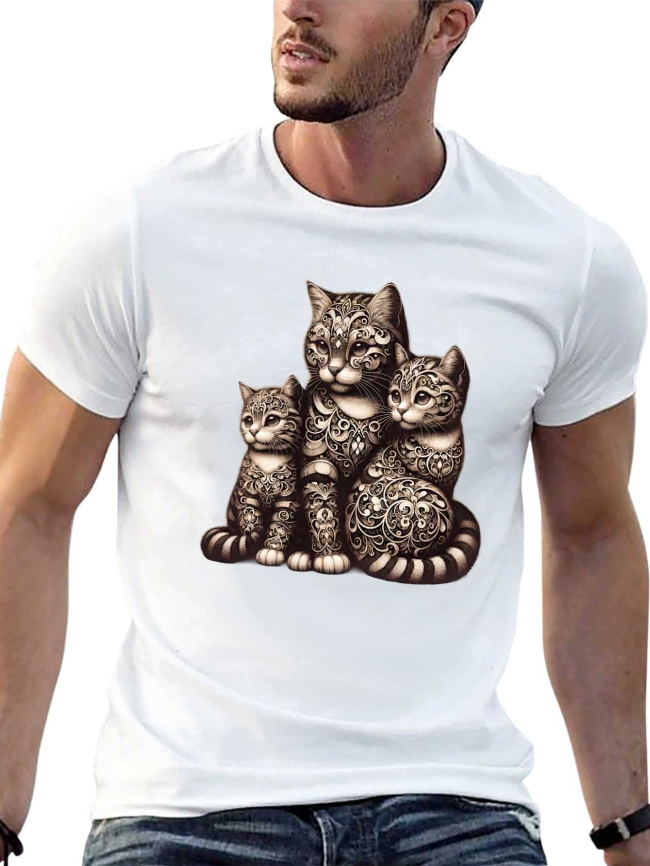 Ornamental Cat Family Graphic Tee