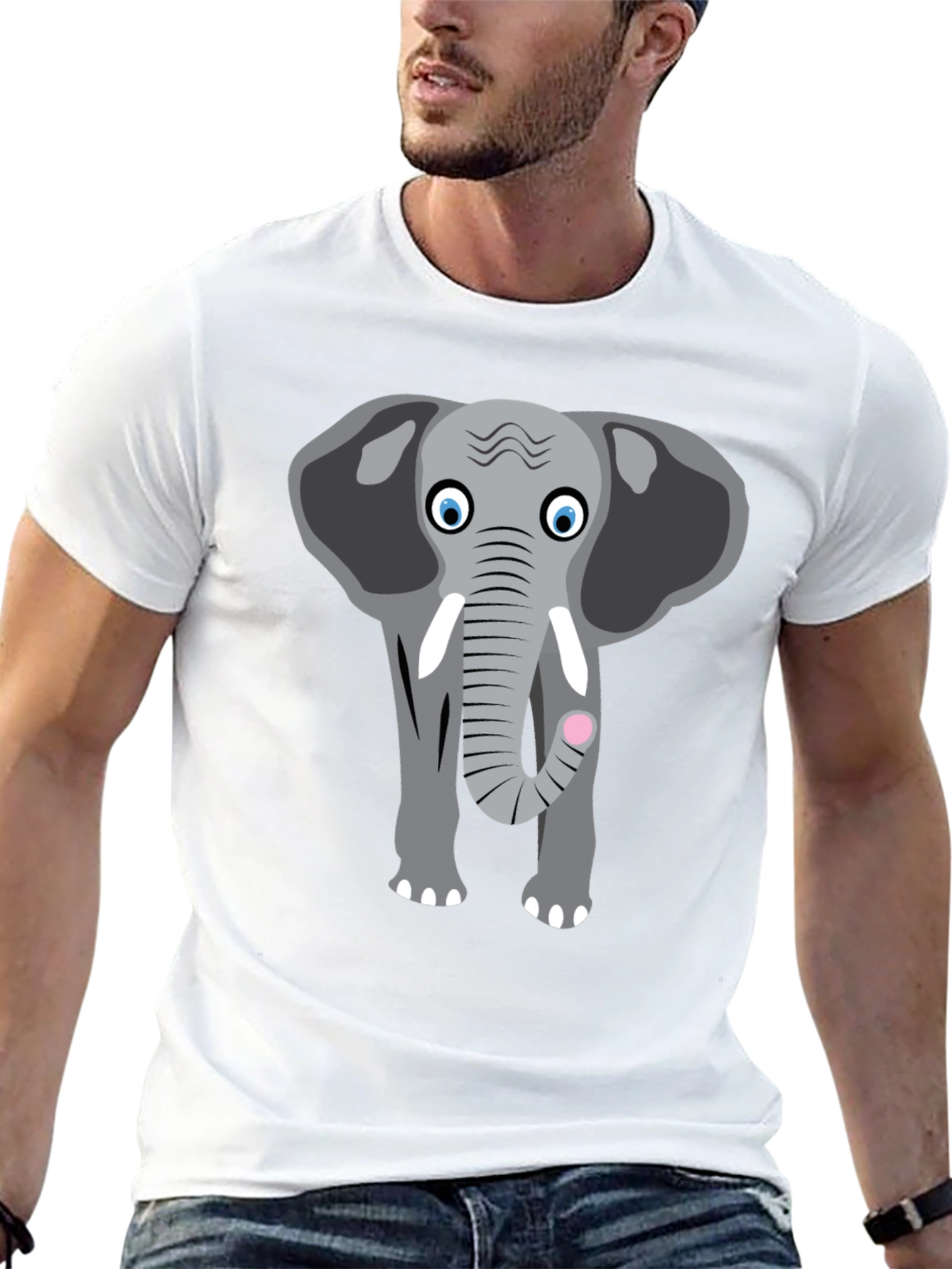Elephant Graphic Tee - Cute Animal Design Black T-Shirt