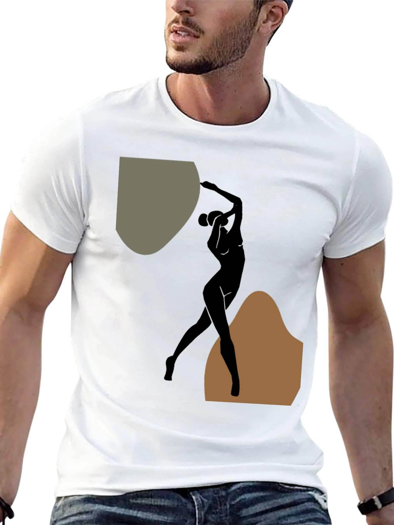 Abstract Silhouette Graphic Black T-Shirt