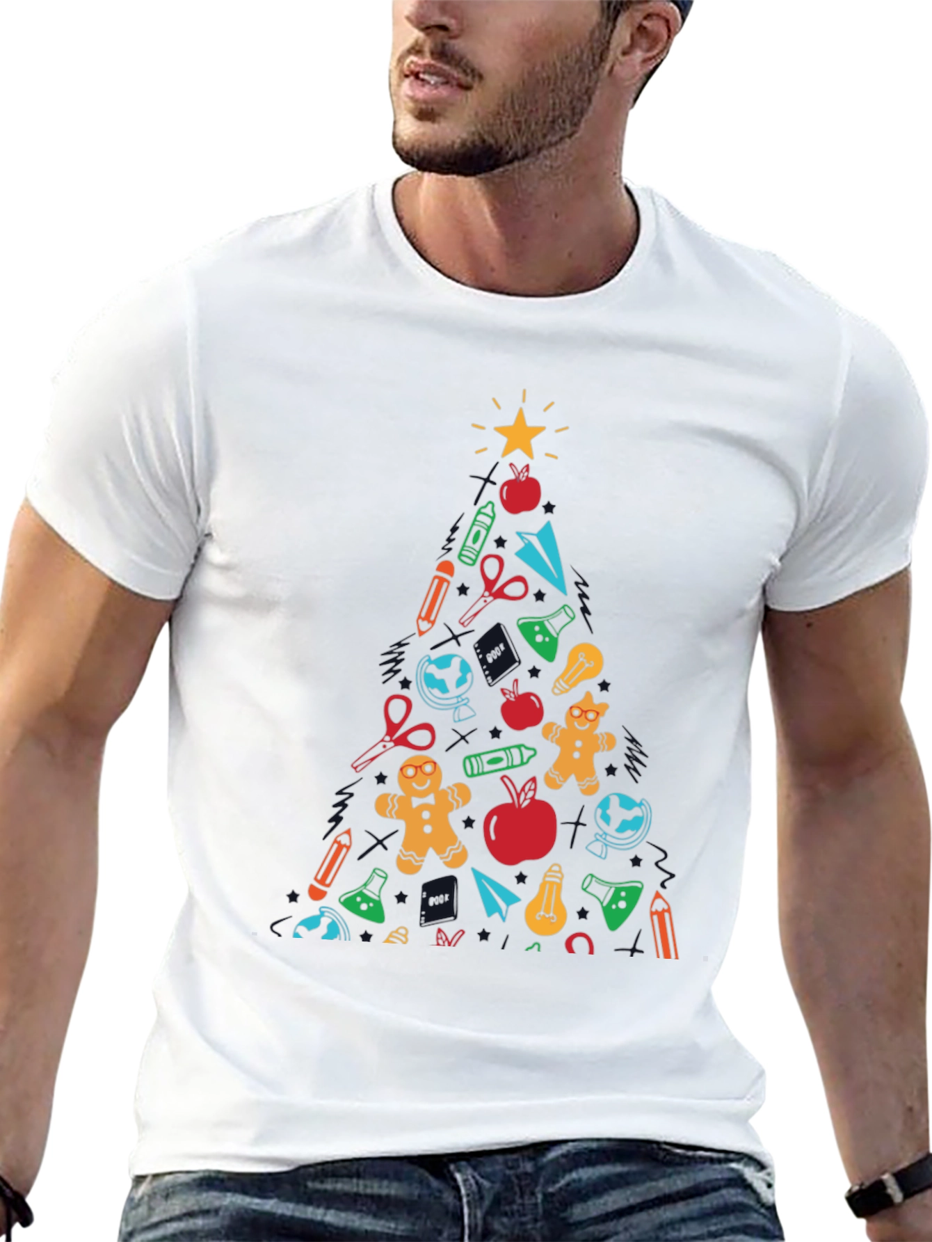 Festive Teacher Christmas Tree Graphic Tee