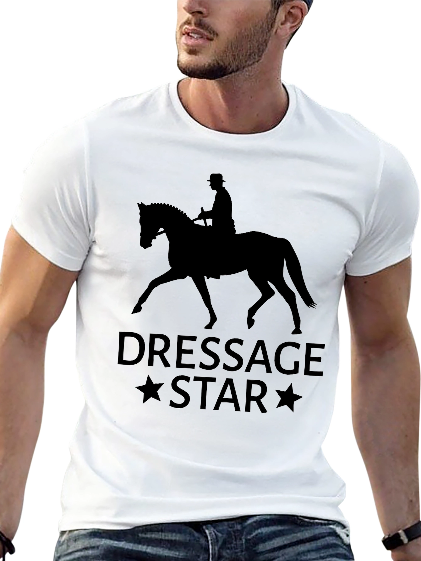 Dressage Star Black T-Shirt - Equestrian Style