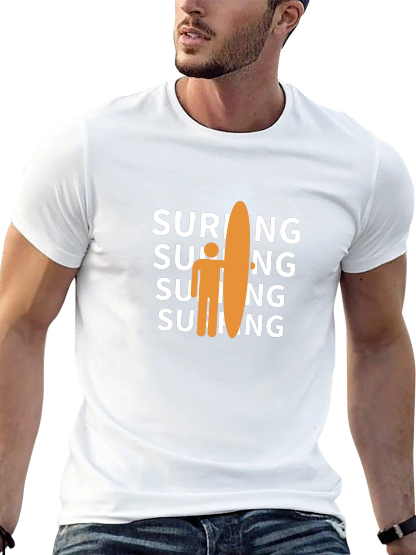 Surfing Graphic Tee - Casual Black T-Shirt