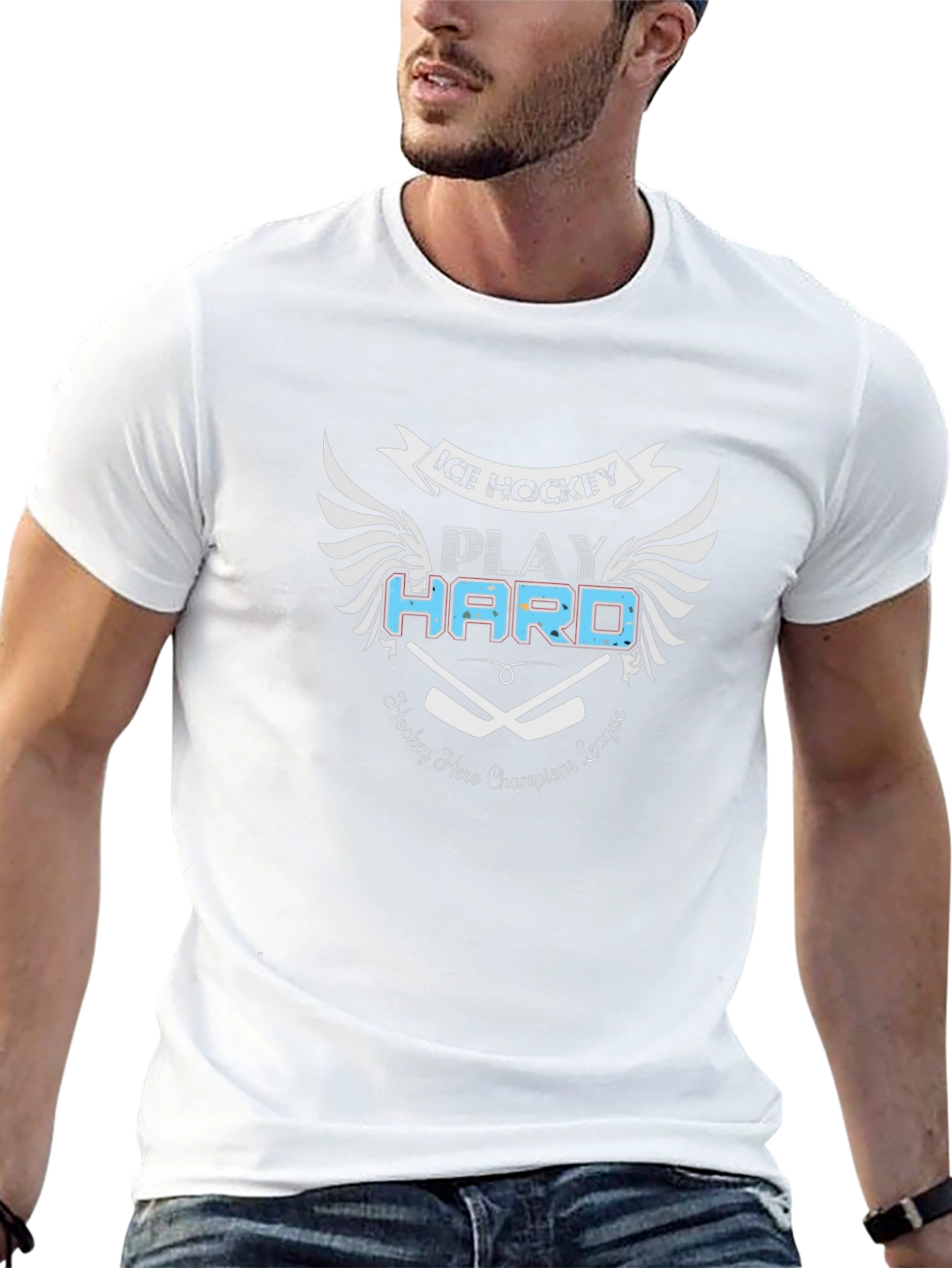 Ice Hockey Play Hard Black T-Shirt