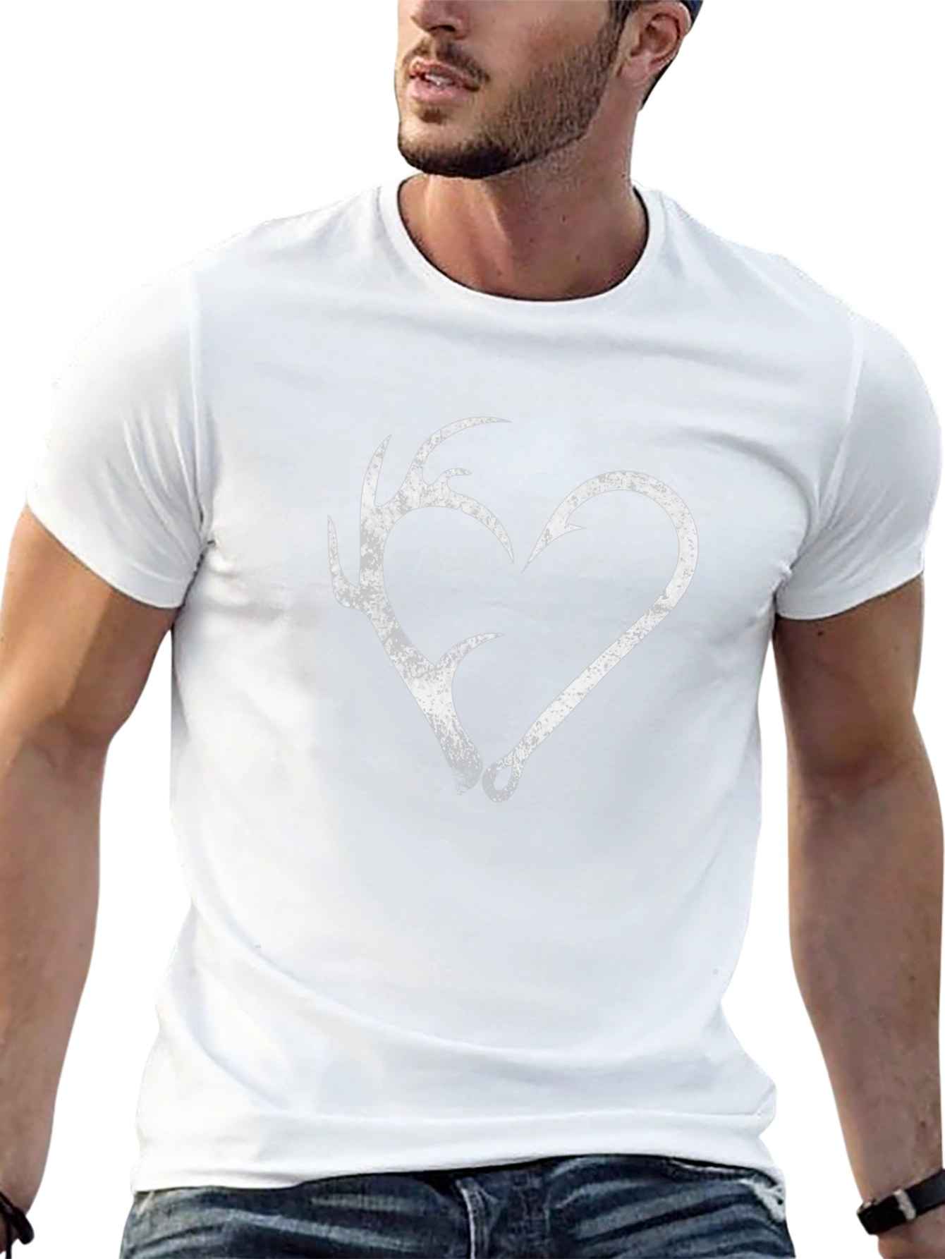 Antler & Hook Heart Graphic T-Shirt - Black