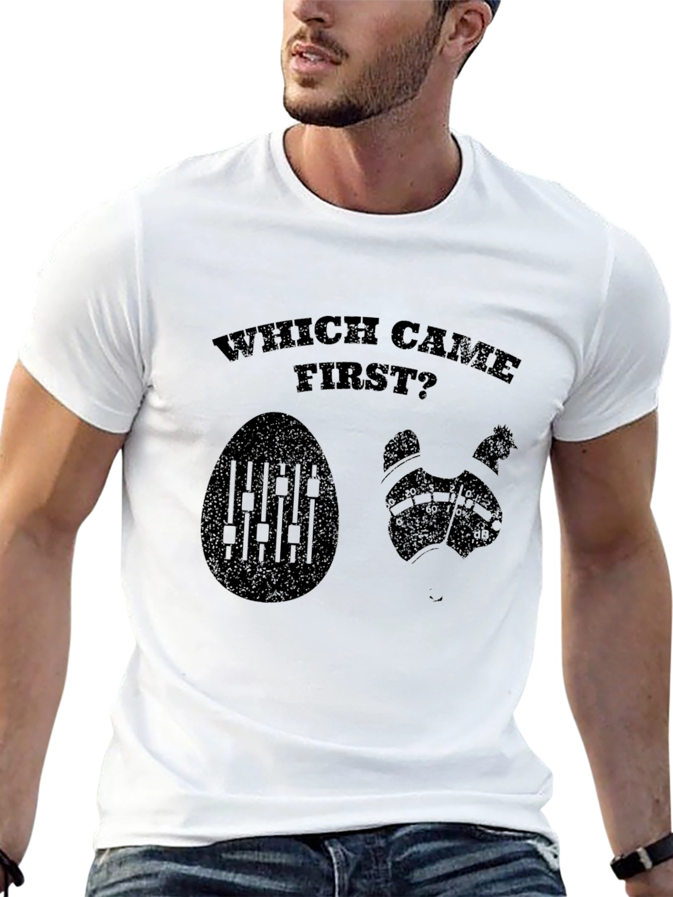 Which Came First? Egg or Chicken Black T-Shirt